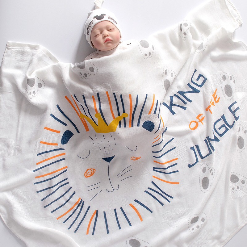 Mô tả Chăn Lụa Cotton Mùa Hè IQ KAO Chăn Quấn, Chăn Ủ Mềm Mát Kháng KhuẩnThoáng Khí Size 110x110cm - 1