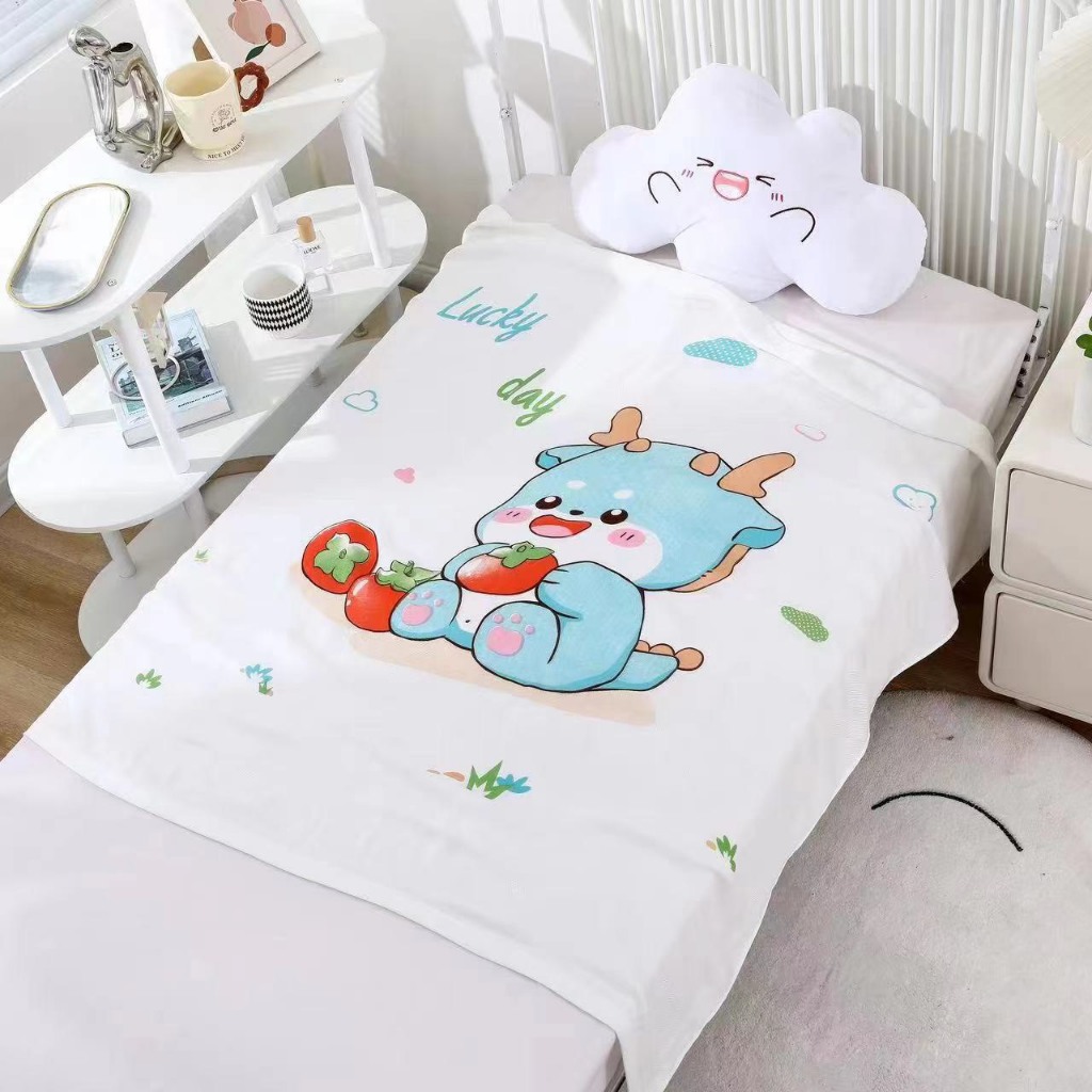 Mô tả Chăn Lụa Cotton Mùa Hè IQ KAO Chăn Quấn, Chăn Ủ Mềm Mát Kháng KhuẩnThoáng Khí Size 110x110cm - 2