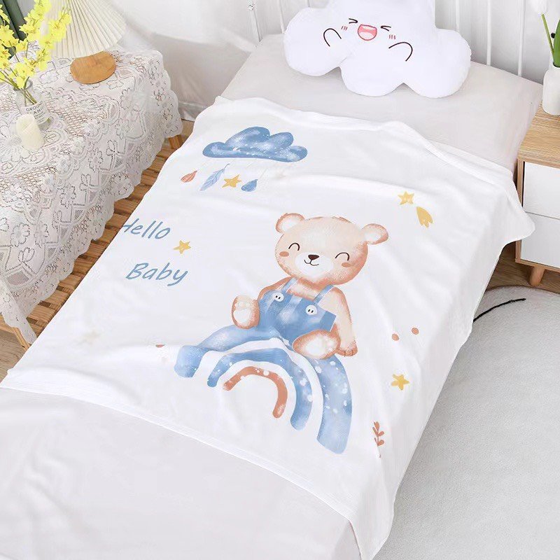 Mô tả Chăn Lụa Cotton Mùa Hè IQ KAO Chăn Quấn, Chăn Ủ Mềm Mát Kháng KhuẩnThoáng Khí Size 110x110cm - 3