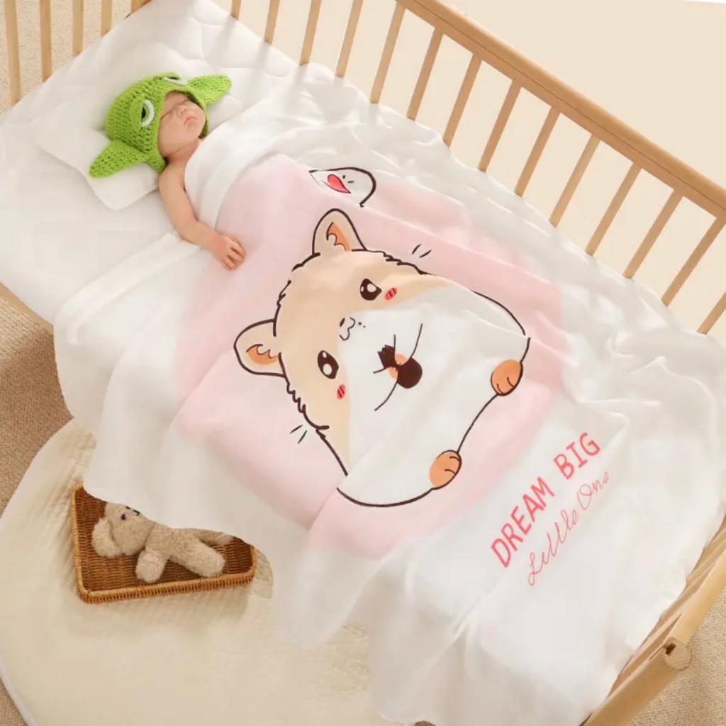 Mô tả Chăn Lụa Cotton Mùa Hè IQ KAO Chăn Quấn, Chăn Ủ Mềm Mát Kháng KhuẩnThoáng Khí Size 110x110cm - 4