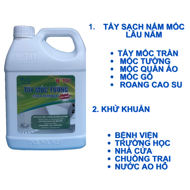 Mô tả Tẩy mốc trần tường TVS can 1.8lit mẫu mới, tẩy nấm mốc mọi chất liệu - 5