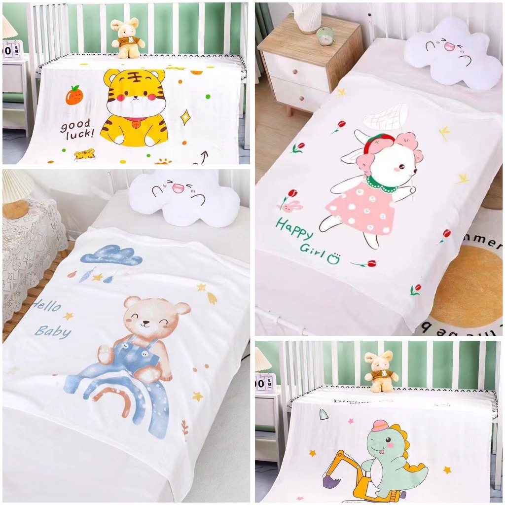 Mô tả Chăn Lụa Cotton Mùa Hè IQ KAO Chăn Quấn, Chăn Ủ Mềm Mát Kháng KhuẩnThoáng Khí Size 110x110cm - 5
