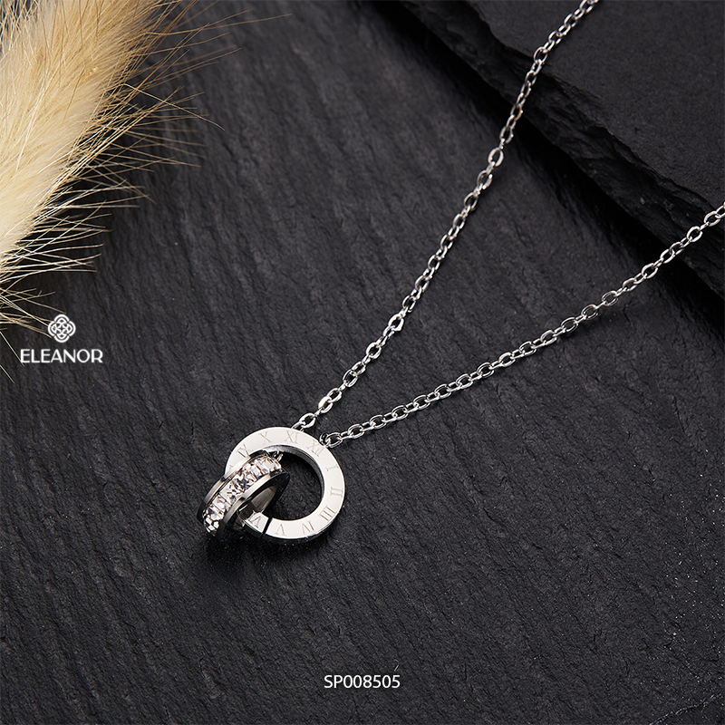 Mô tả Dây chuyền nữ titan Eleanor Accessories đính đá vòng cổ khắc số la mã phụ kiện trang sức 8505 - 4