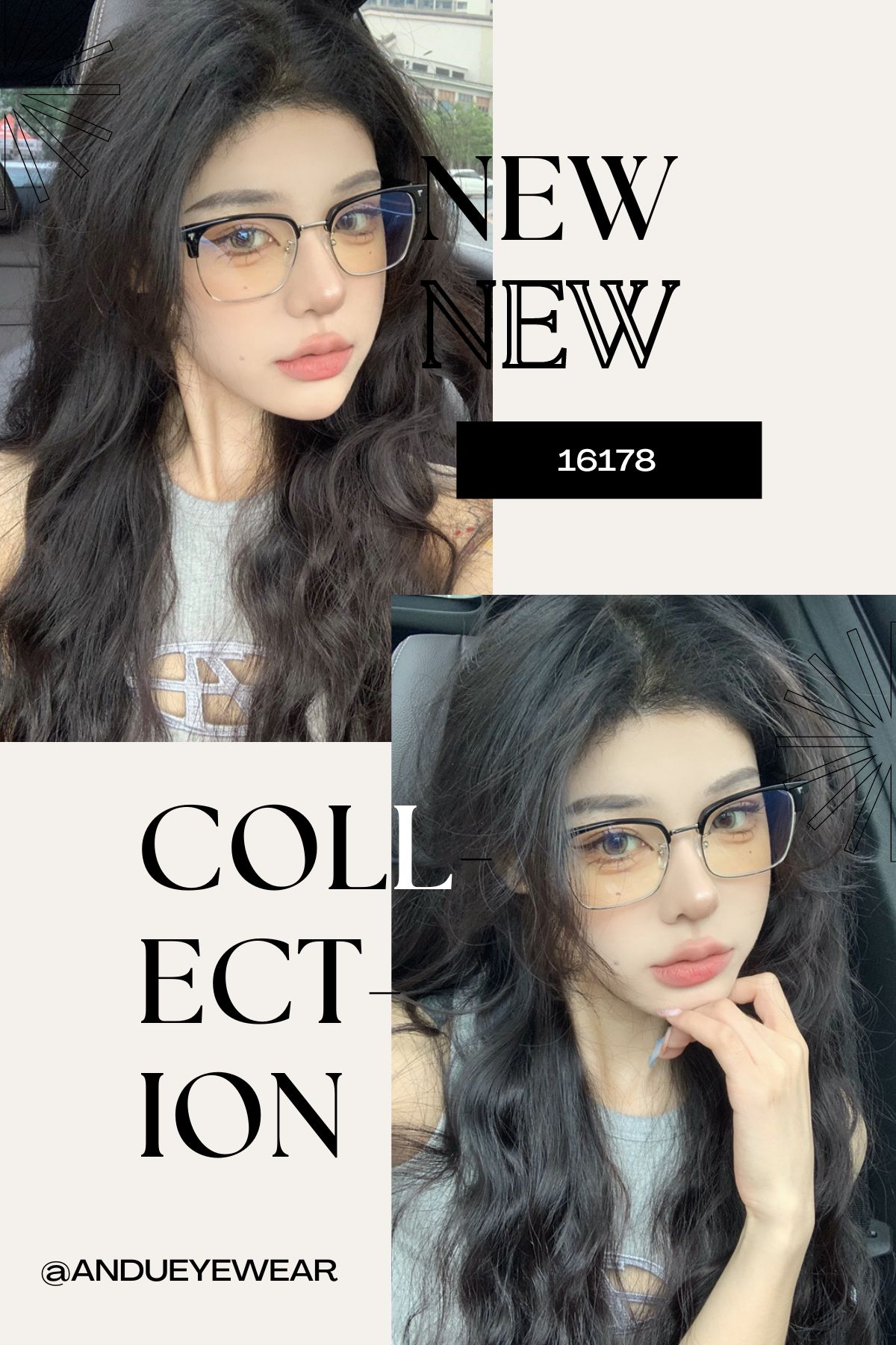 Mô tả Gọng kính cận nửa viền thời trang nam nữ ANDU dáng chữ nhật chống tia UV chất liệu kim loại- 16178 - 3
