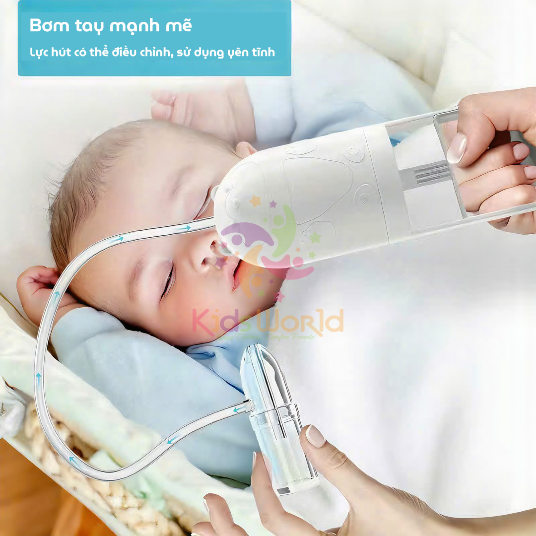 Mô tả Dụng cụ hút mũi, máy hút mũi cho bé sơ sinh và trẻ nhỏ kéo tay Nasal Aspirator Hello 05 lực hút mạnh - 5