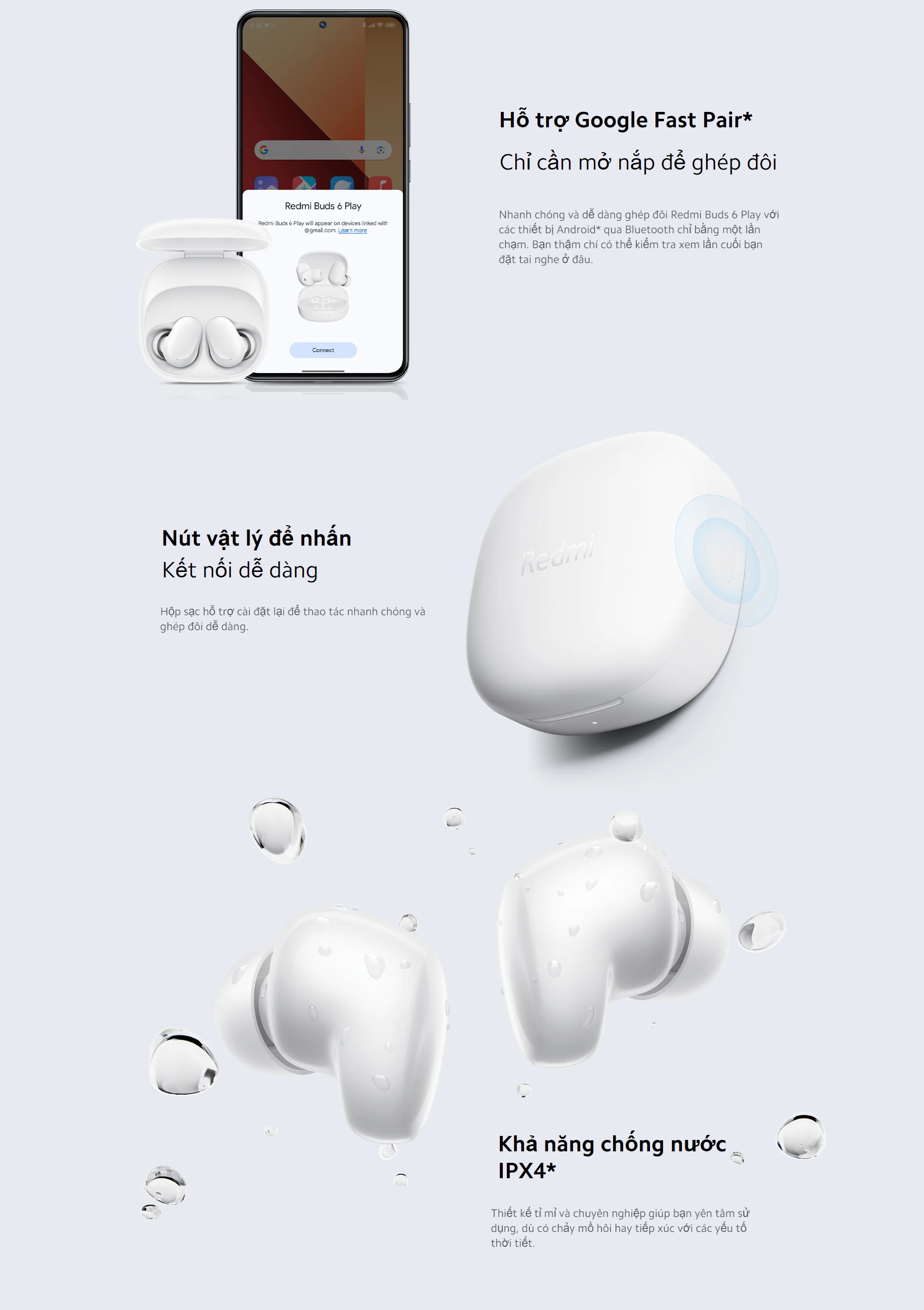 Mô tả Tai Nghe Bluetooth Xiaomi Redmi Buds 6 Play | Giảm Tiếng Ồn | Thời Lượng Pin 36h - Bảo Hành 12 Tháng (Không kèm sạc) - 6