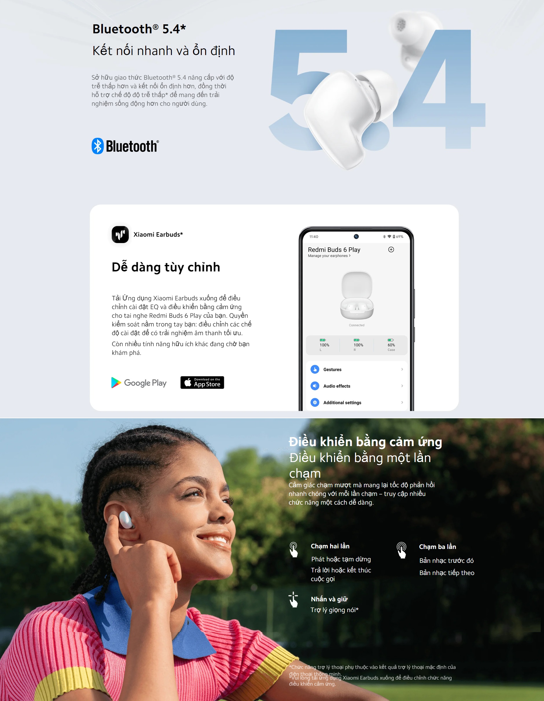 Mô tả Tai Nghe Bluetooth Xiaomi Redmi Buds 6 Play | Giảm Tiếng Ồn | Thời Lượng Pin 36h - Bảo Hành 12 Tháng (Không kèm sạc) - 7