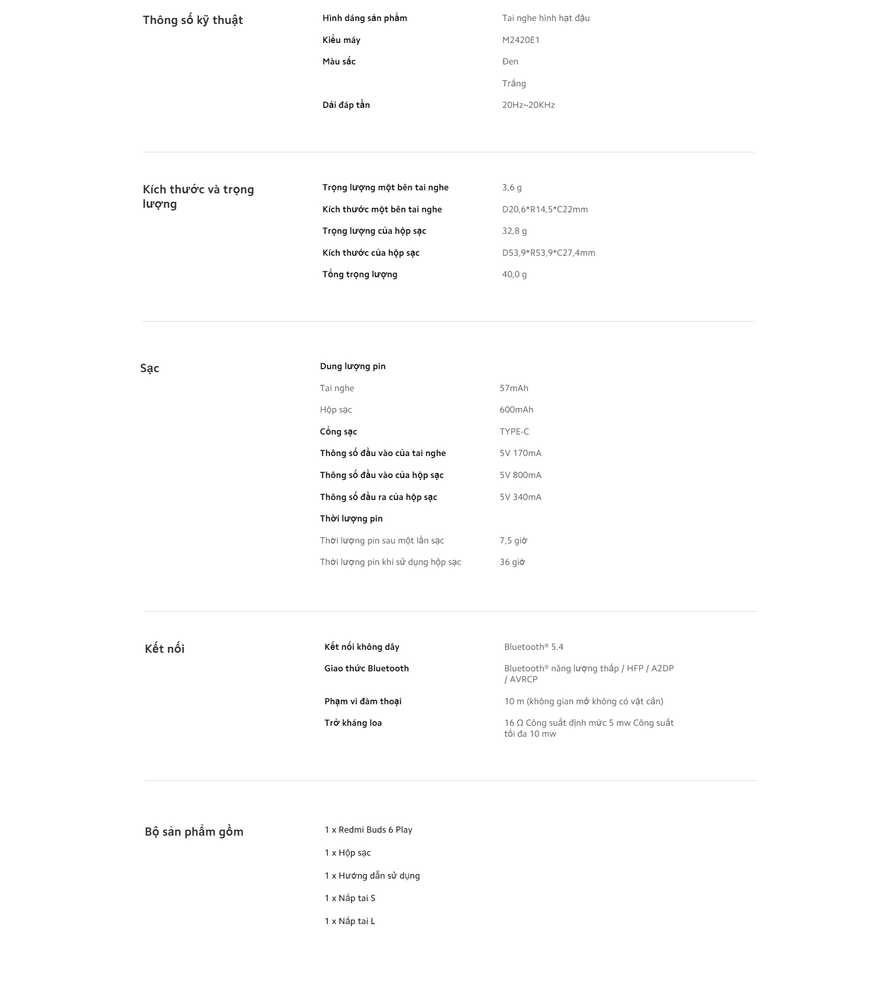 Mô tả Tai Nghe Bluetooth Xiaomi Redmi Buds 6 Play | Giảm Tiếng Ồn | Thời Lượng Pin 36h - Bảo Hành 12 Tháng (Không kèm sạc) - 8