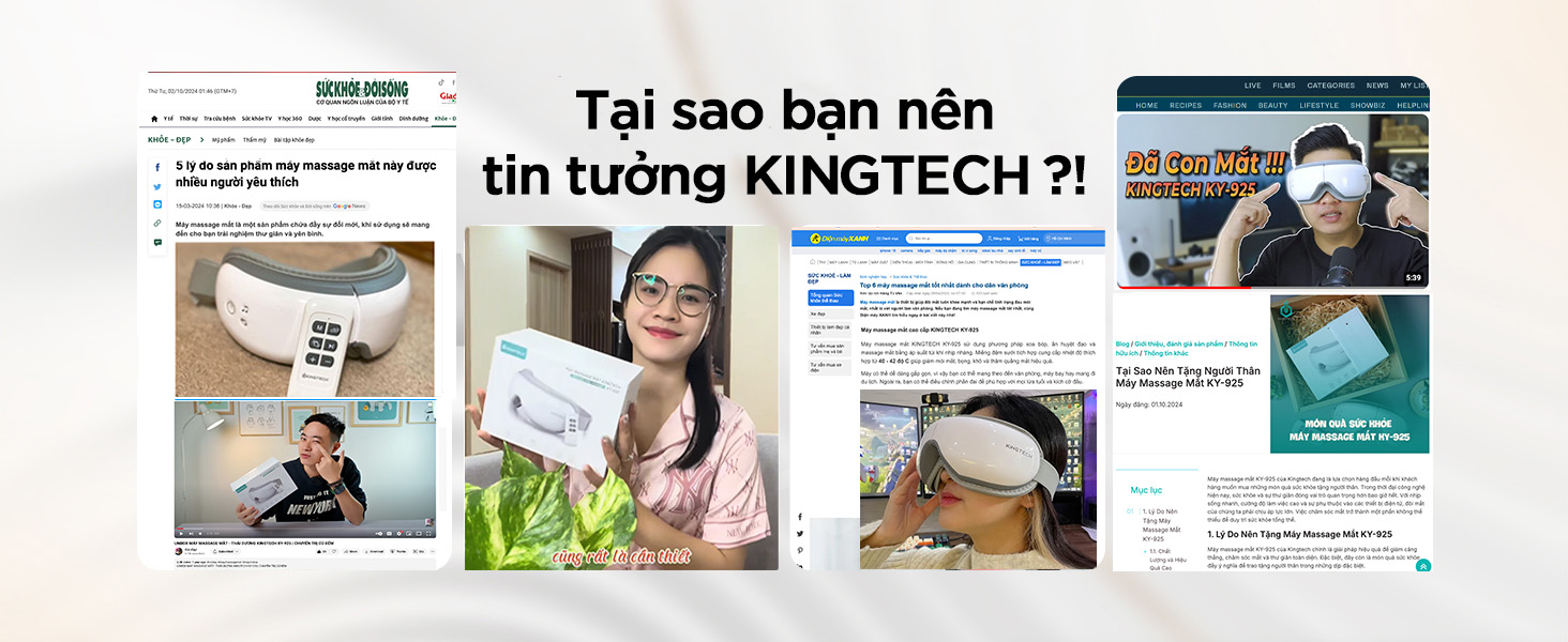 Mô tả Máy Massage Mắt Cao Cấp KINGTECH KY-925 Mát xa Túi Khí Kèm Nhiệt, Tích Hợp Bluetooth - Chính Hãng - 11