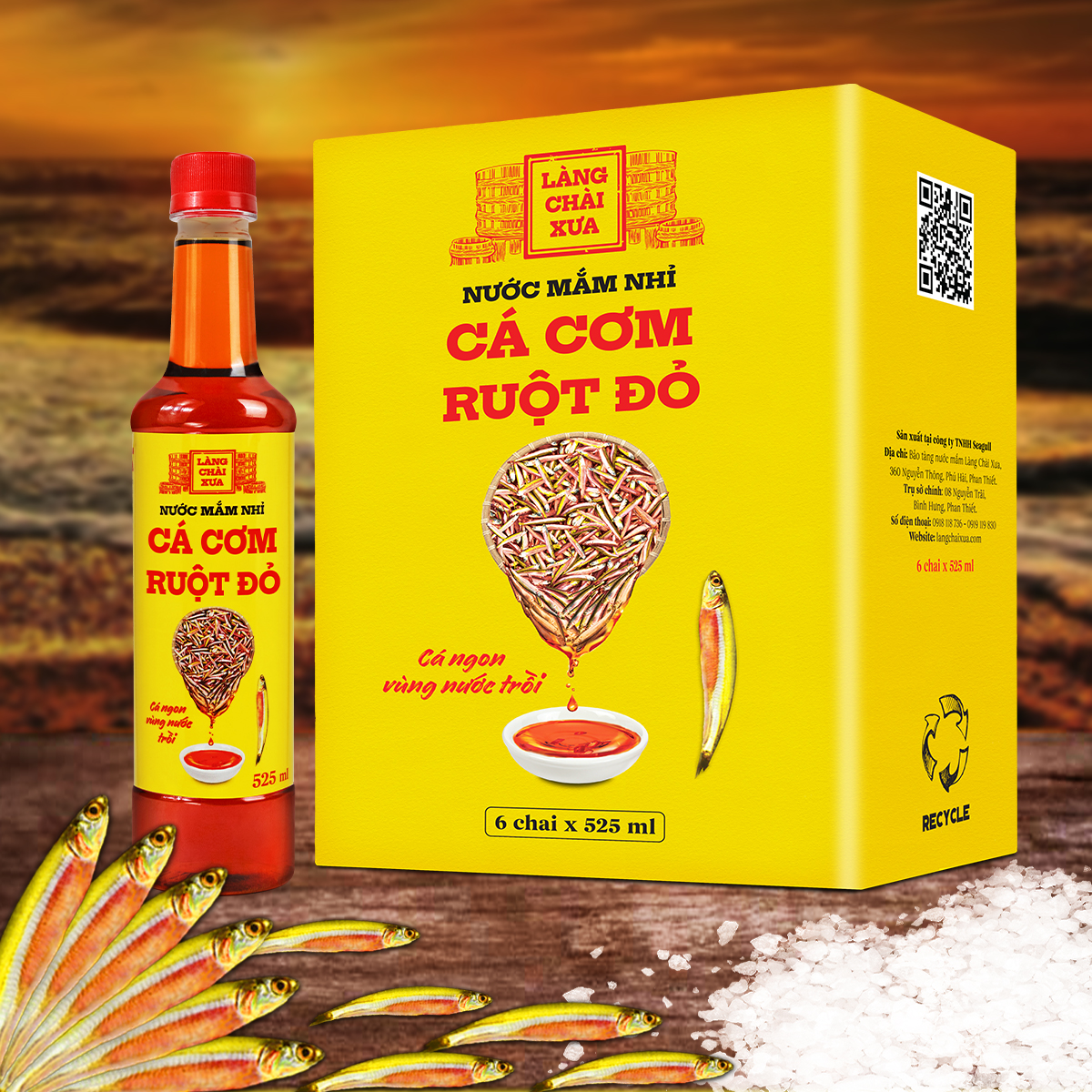 Mô tả Thùng 6 chai nước mắm nhỉ cá cơm ruột đỏ Làng Chài Xưa 525ml/chai cá ngon vùng nước trồi 300 năm truyền thống - 4