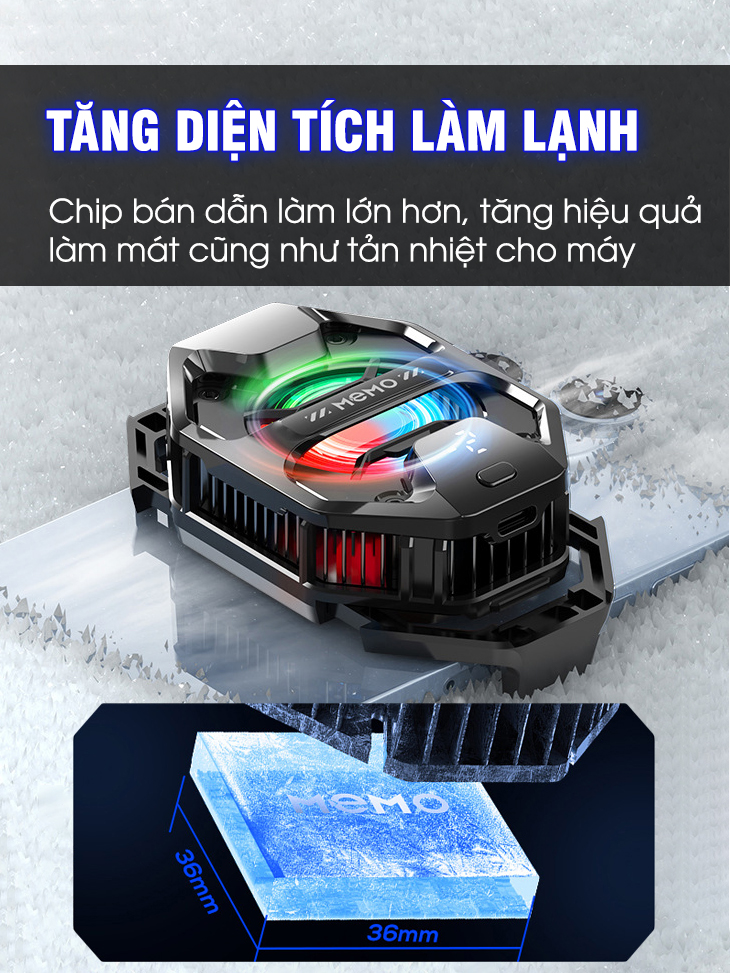 Mô tả Quạt tản nhiệt sò lạnh AI 3 chế độ MEMO DL20 làm mát sâu đóng đá tăng FPS chơi game mobile liên quân FF COD - 3