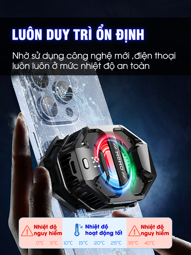 Mô tả Quạt tản nhiệt sò lạnh AI 3 chế độ MEMO DL20 làm mát sâu đóng đá tăng FPS chơi game mobile liên quân FF COD - 7