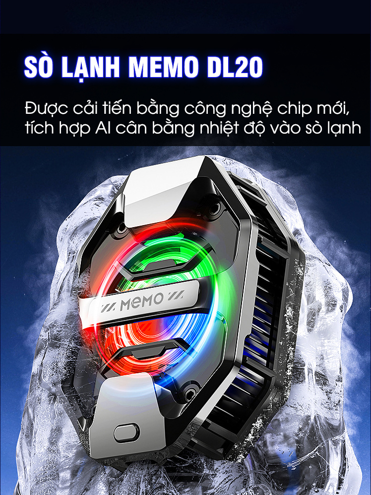 Mô tả Quạt tản nhiệt sò lạnh AI 3 chế độ MEMO DL20 làm mát sâu đóng đá tăng FPS chơi game mobile liên quân FF COD - 1