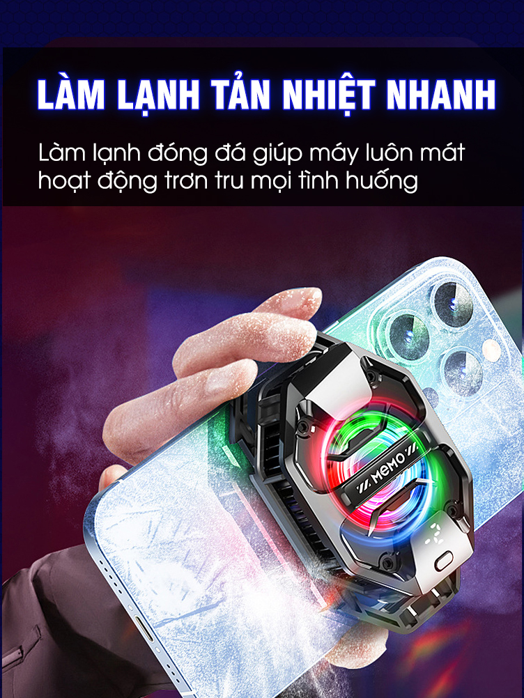Mô tả Quạt tản nhiệt sò lạnh AI 3 chế độ MEMO DL20 làm mát sâu đóng đá tăng FPS chơi game mobile liên quân FF COD - 8