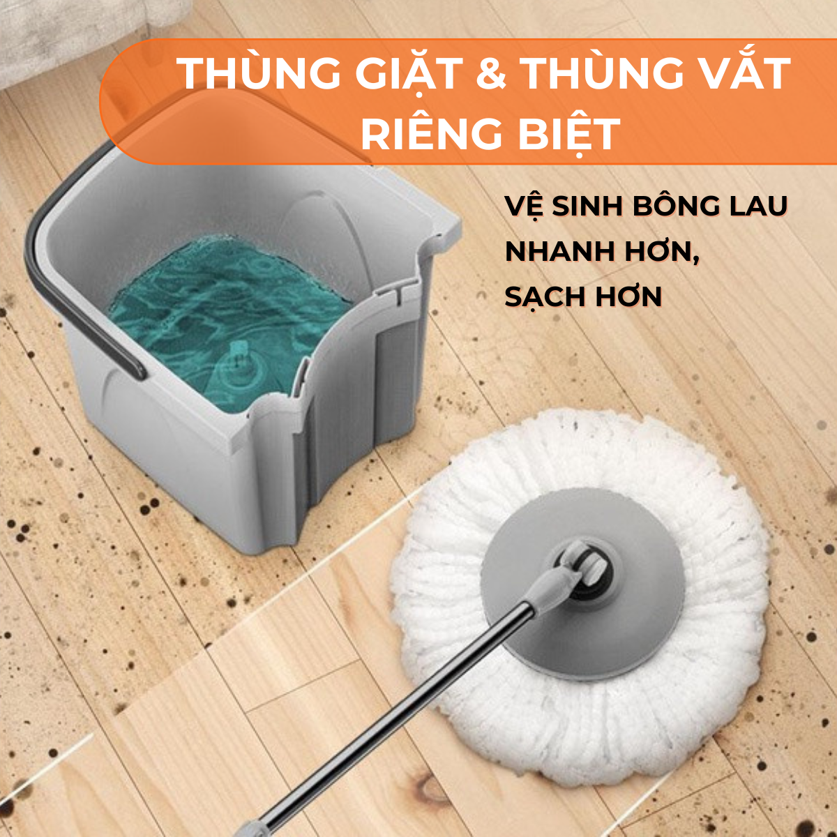 Bộ cây lau nhà thông minh xoay 360 độ BONBOX BCT706, cây lau nhà tự vắt ...