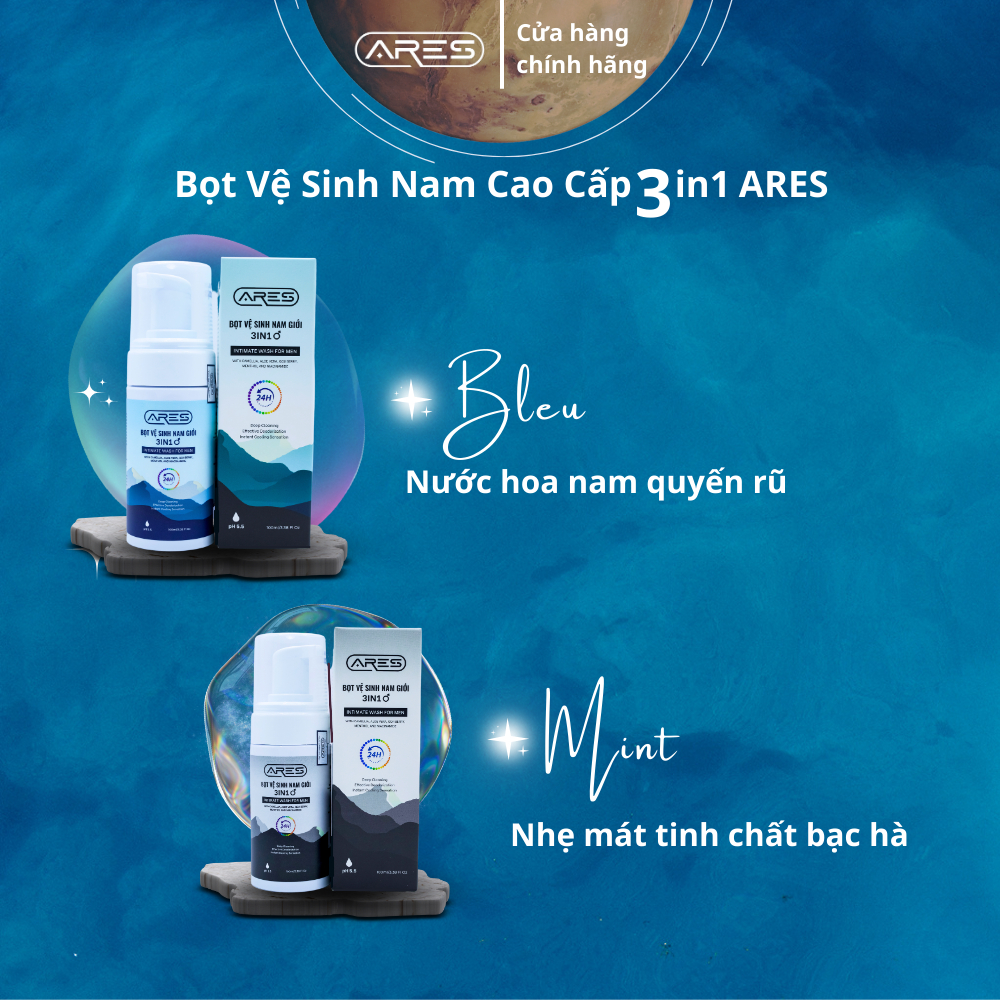 Mô tả Dung dịch vệ sinh nam giới Ares 3in1 Bọt vệ sinh nam giới Dung dịch tạo bọt tinh chất bạc hà 100ml - 2