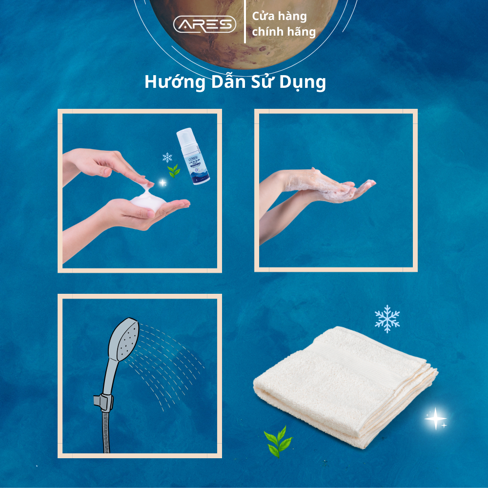 Mô tả Dung dịch vệ sinh nam giới Ares 3in1 Bọt vệ sinh nam giới Dung dịch tạo bọt tinh chất bạc hà 100ml - 7