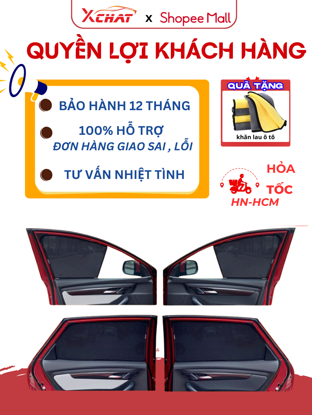Rèm che nắng ô tô chống tia UV XCHAT phù hợp tất cả các dòng xe , chống ...