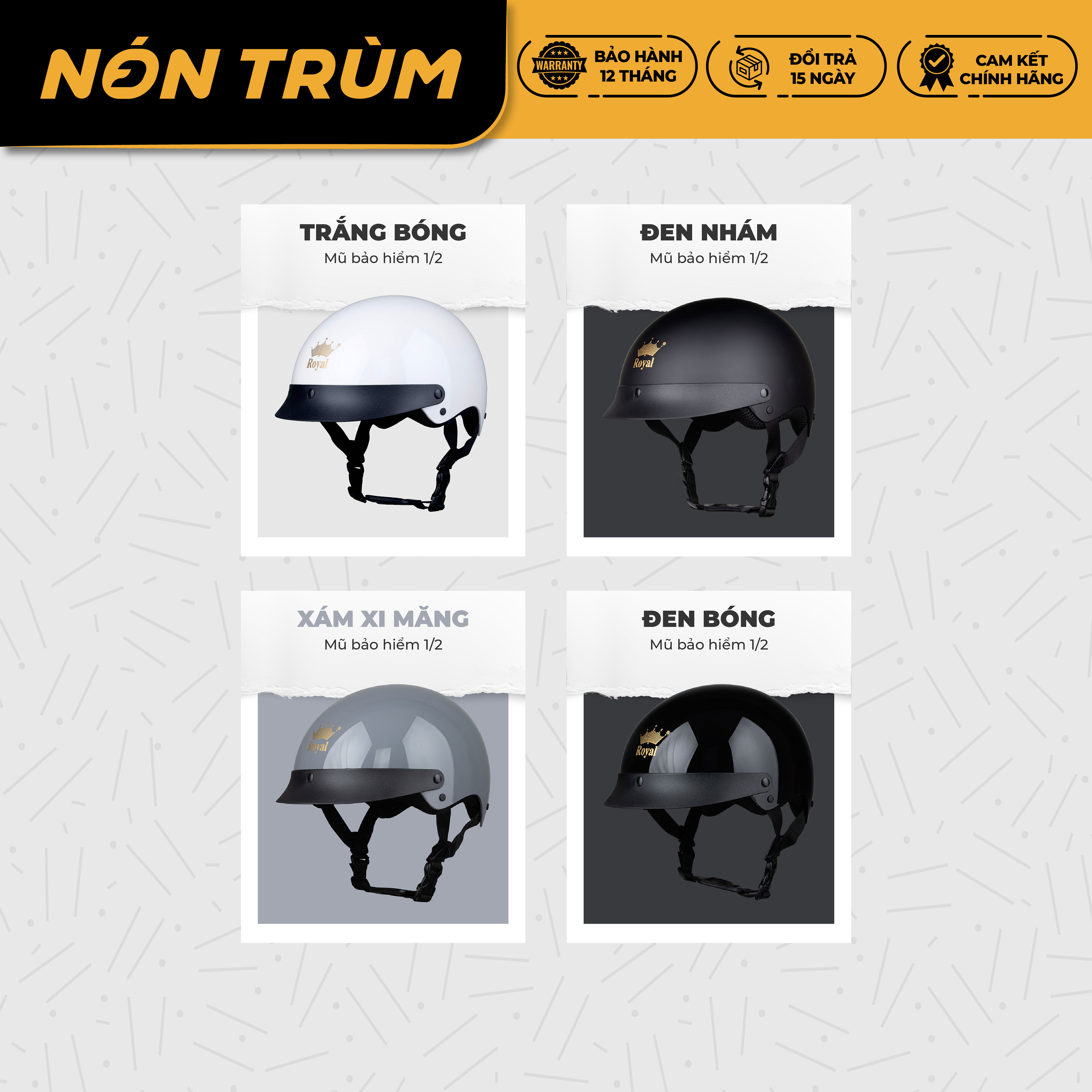 Mô tả Mũ bảo hiểm nửa đầu Royal M162 lưỡi trai size L và XL đi xe máy cho nam và nữ chính hãng - 4