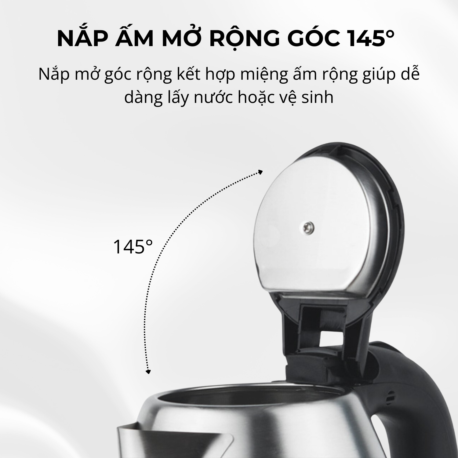 Mô tả Ấm siêu tốc inox 304 cao cấp đảm bảo an toàn 1.8L Daewoo DWK-S1805 đế xoay 360 độ  - Hàng chính hãng BH 2 năm - 2