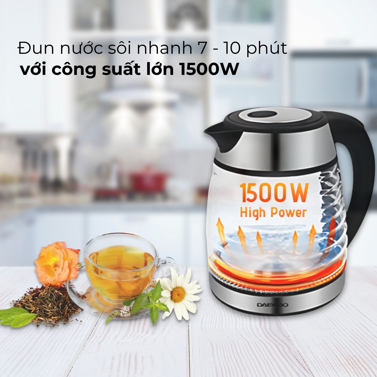 Mô tả Ấm siêu tốc thủy tinh cao cấp 1.7L Daewoo DWK-GL1803 thiết kế vỏ sò đèn LED độc đáo  - Hàng chính hãng BH 2 năm - 5