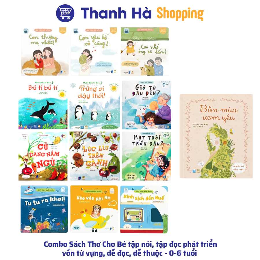 Mô tả Combo Sách Thơ Cho Bé tập nói, tập đọc phát triển vốn từ vựng, dễ đọc, dễ thuộc - 0-6 tuổi - 1