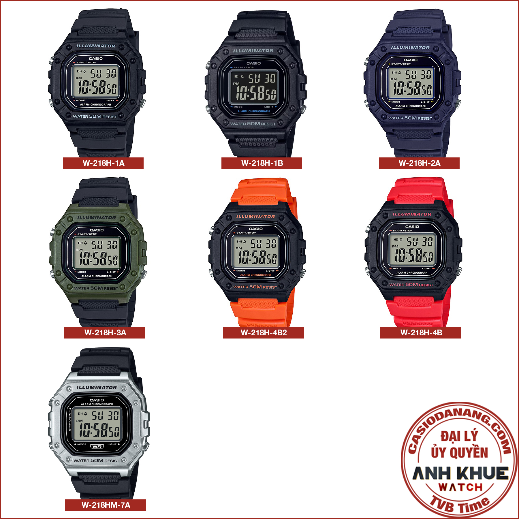 Mô tả Đồng hồ nam dây nhựa Casio chính hãng W-218 Series (43mm) - 1