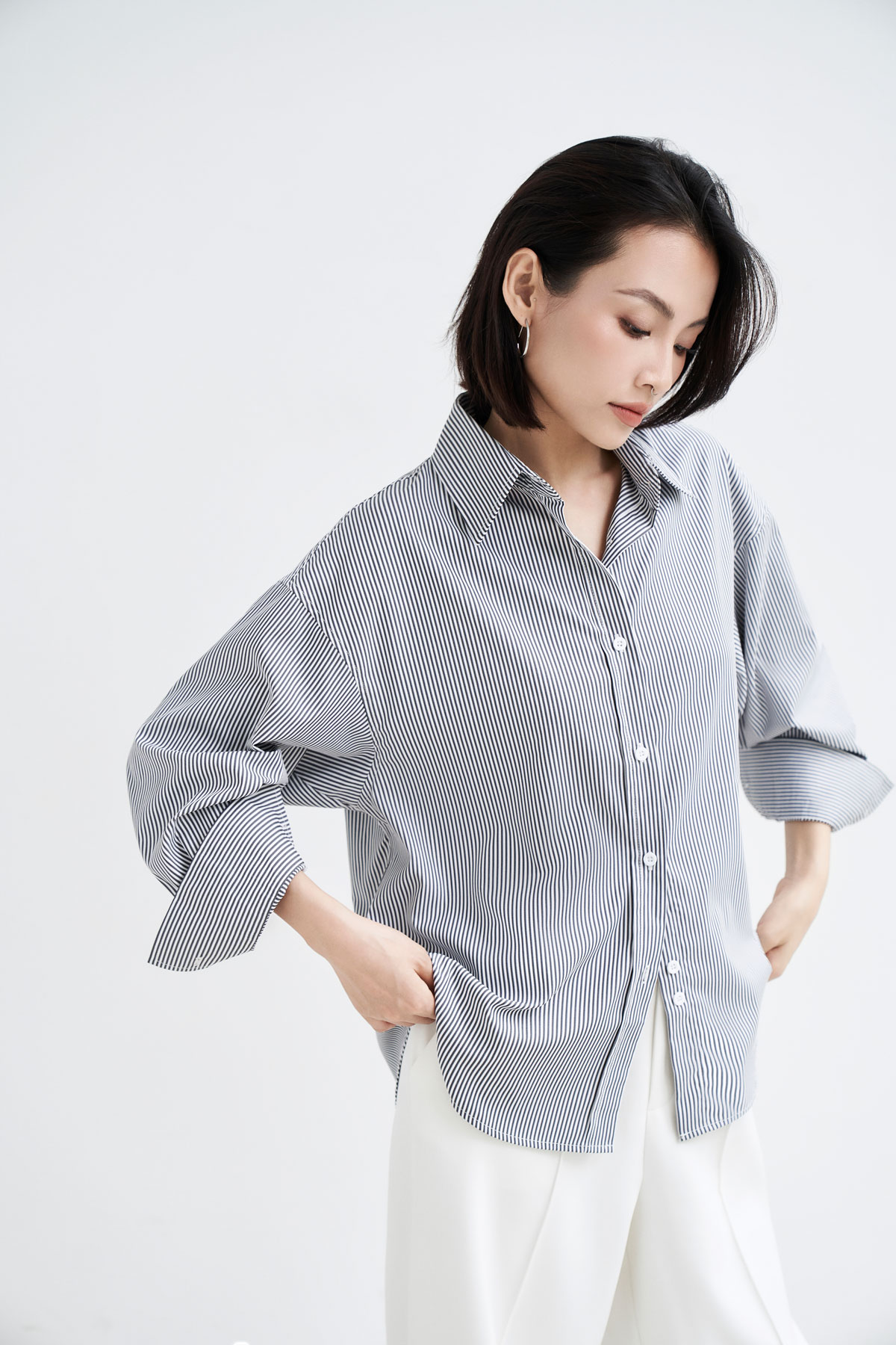 Áo sơ mi nữ GILLEE dáng oversized form rộng