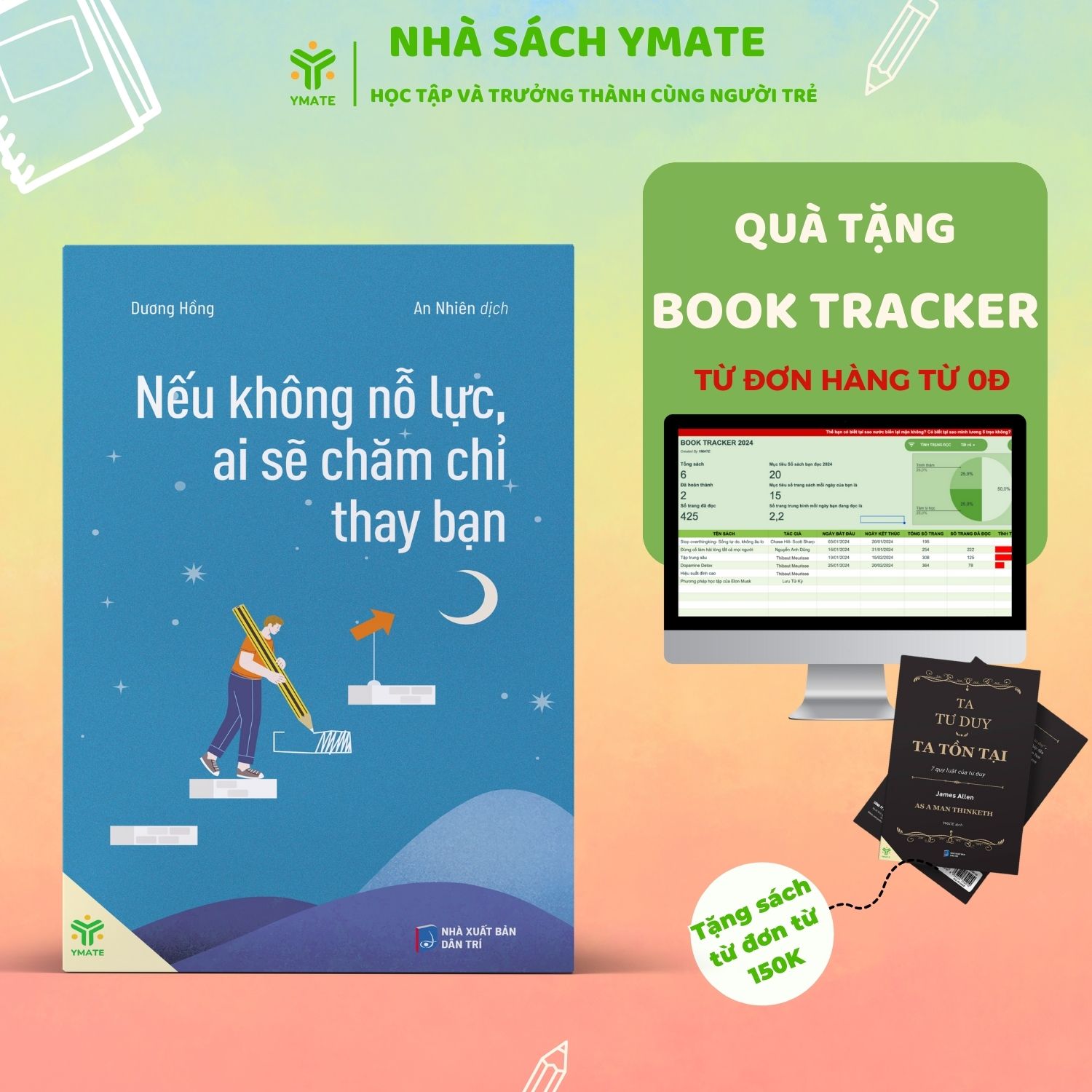 Mô tả - Stop Overthinking + Trân Trọng Bản Thân + Nếu Không Nỗ Lực Ai Sẽ Chăm Chỉ Thay Bạn - YMATE - 3
