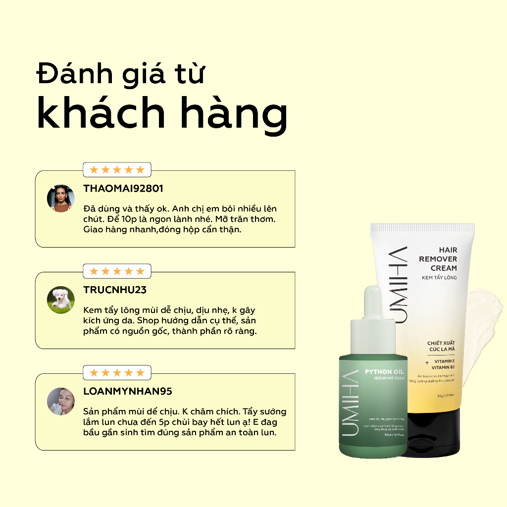 Mô tả Combo triệt lông Bikini Vùng Kín vĩnh viễn UMIHA ORGANIC gồm Mỡ Trăn Umiha 30ml và Kem Tẩy Lông Umiha 85g an toàn - 3