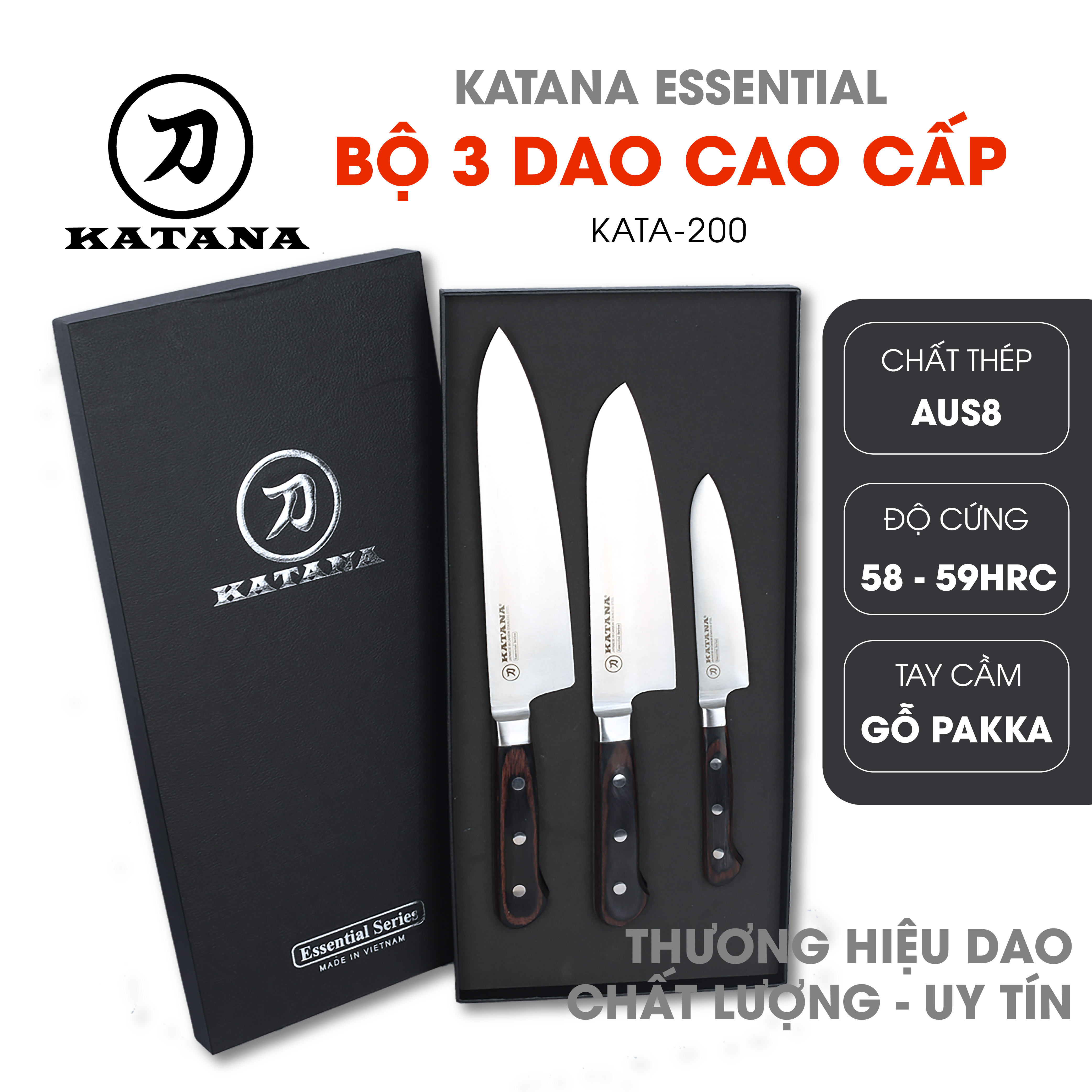 Mô tả Dao Bếp Chính Hãng Thương Hiệu KATANA Essential Tiêu Chuẩn An Toàn Nhật Bản Chống Gỉ - Dao Thái, Dao Chặt và Dao Gọt Tỉa - 1