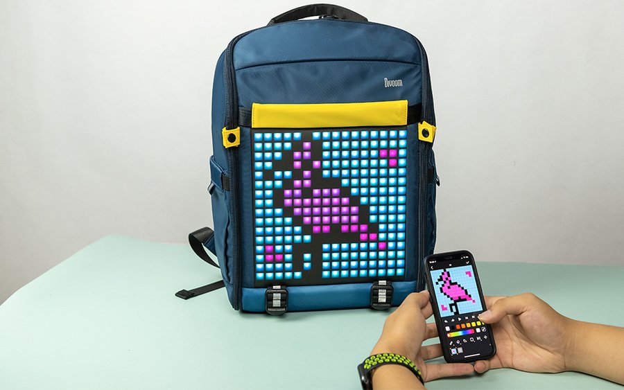Mô tả Balo nam nữ Divoom Backpack-S màn hình Led hiển thị pixel art, ngăn chứa laptop 14.5 inch chống sốc, nhiều ngăn - 2