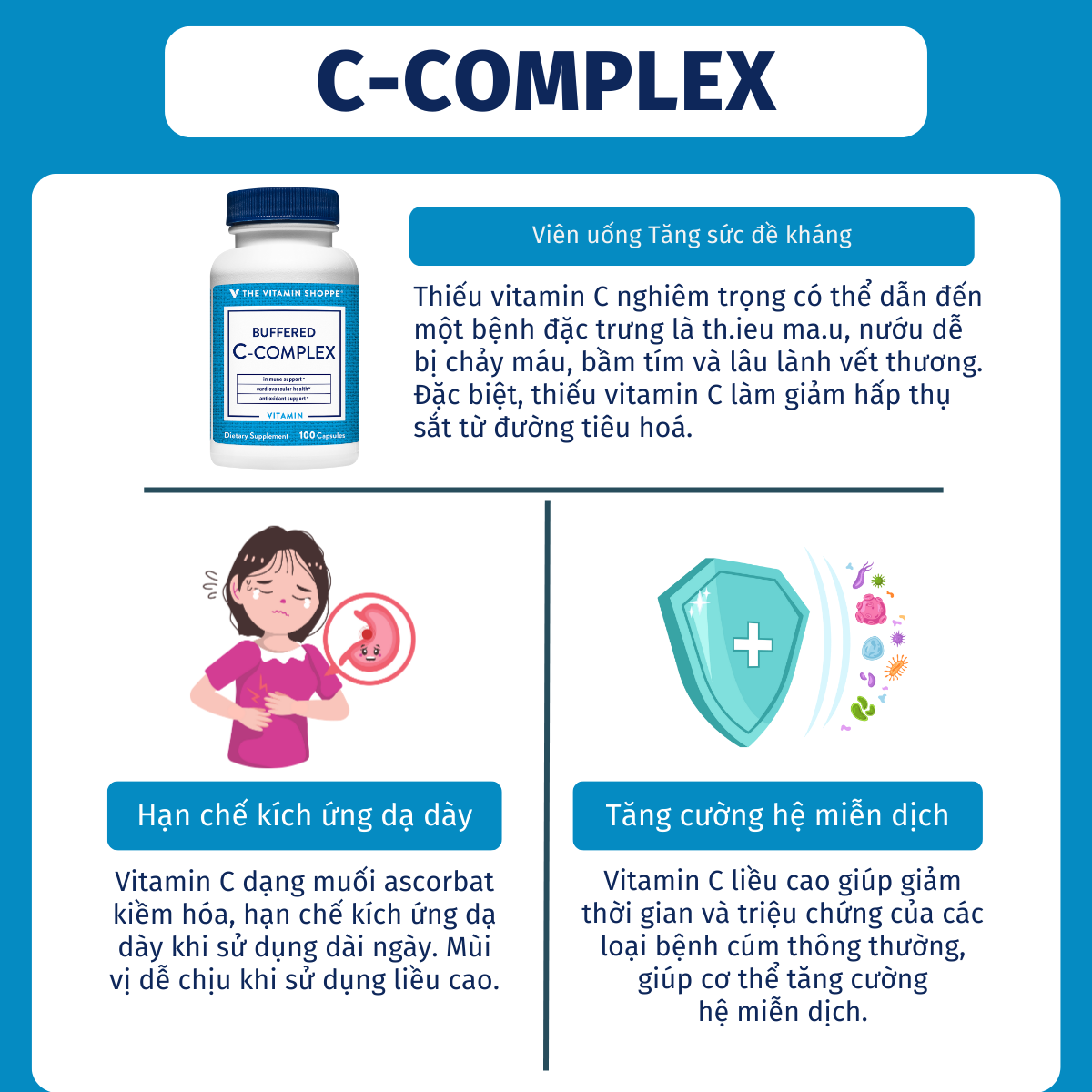 Mô tả Viên uống tăng sức đề kháng THE VITAMIN SHOPPE Buffered C-Complex 100 viên - 2