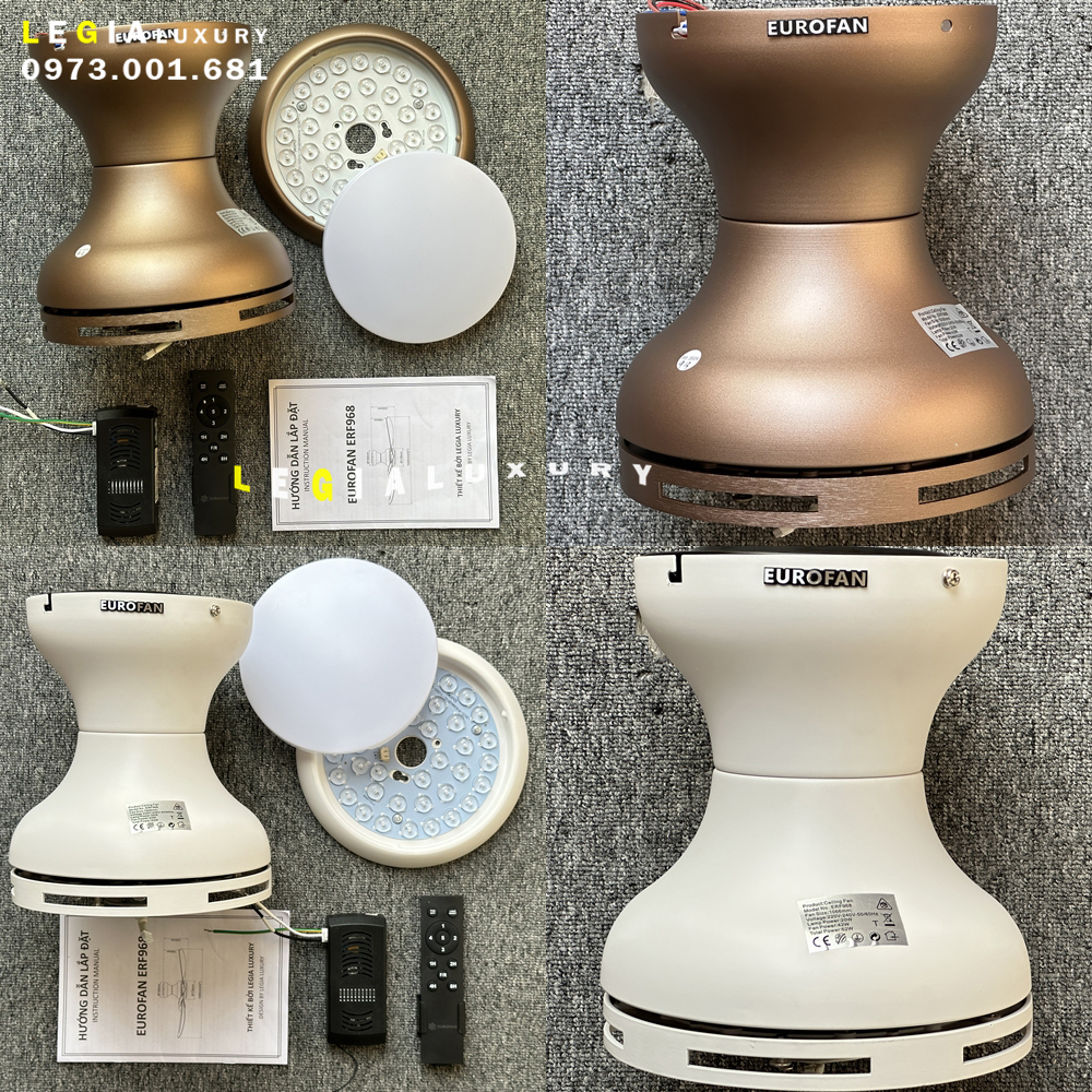 Mô tả Quạt Trần Mini chung cư Cao Cấp ERF968 phù hợp phòng diện tích 7m2 đến 15m2 - 5