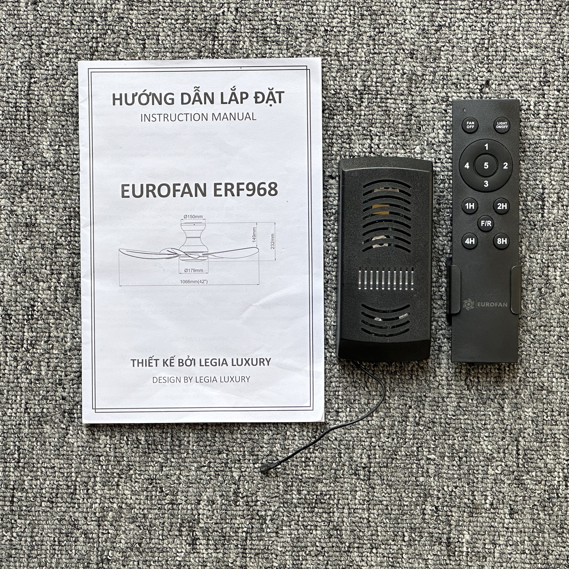 Mô tả Quạt Trần Mini chung cư Cao Cấp ERF968 phù hợp phòng diện tích 7m2 đến 15m2 - 8