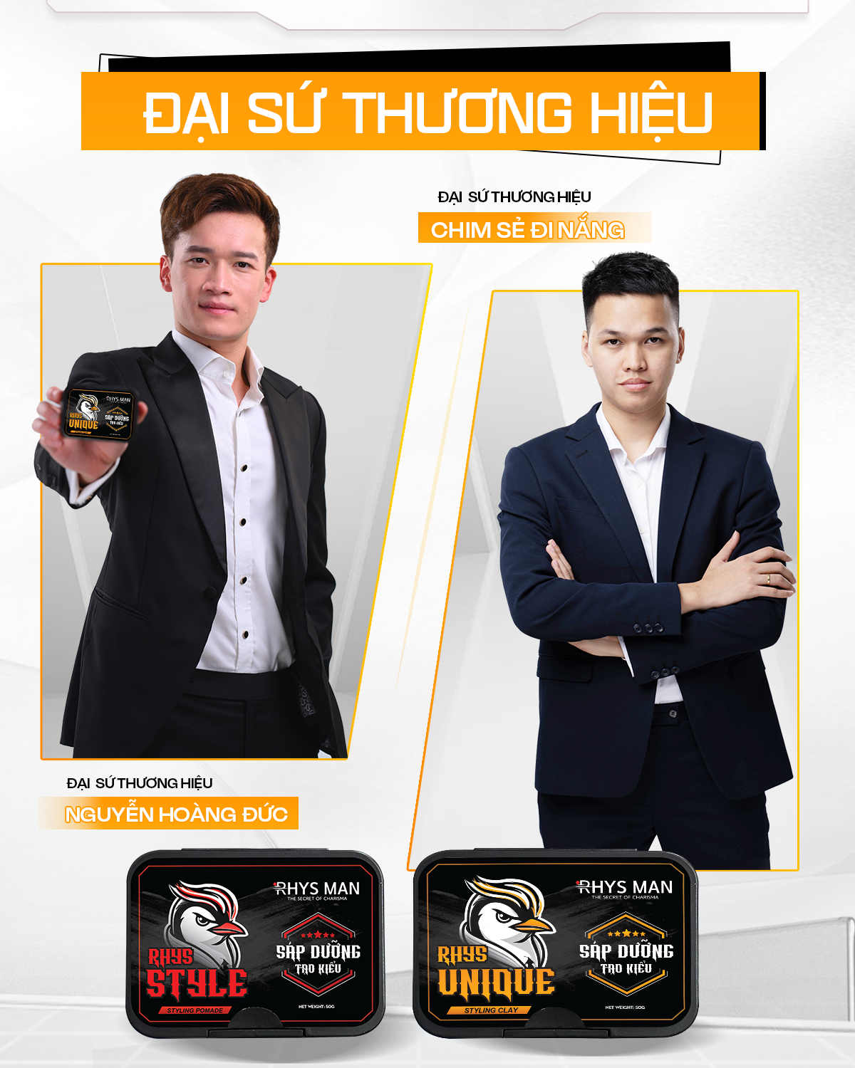 Mô tả Sáp vuốt tóc Rhys Man, sáp dưỡng Clay tạo kiểu RHYS UNIQUE giữ nếp suốt 12h - 1