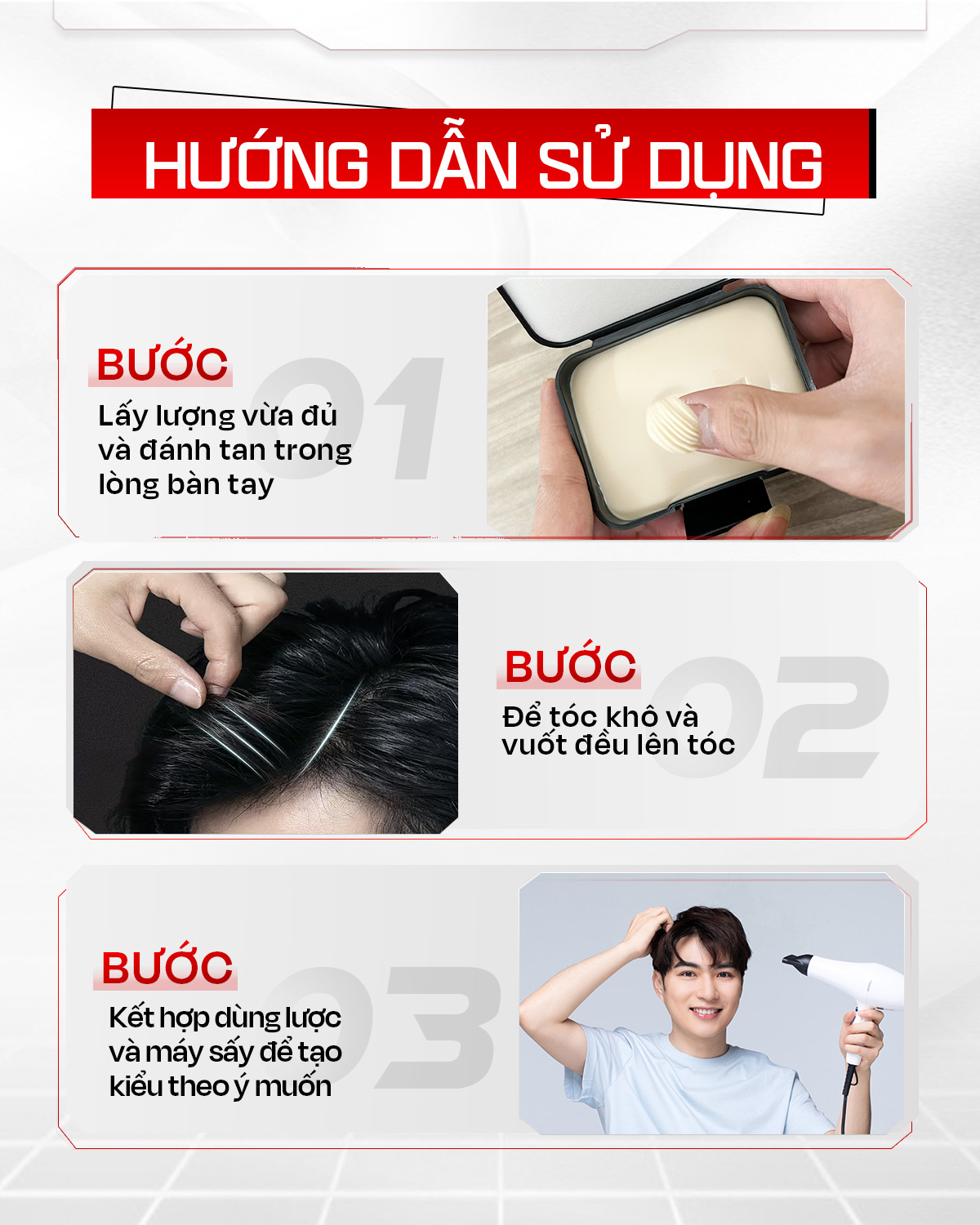 Mô tả Sáp vuốt tóc Rhys Man, sáp dưỡng Pomade tạo kiểu RHYS STYLE giữ nếp suốt 12h - 3