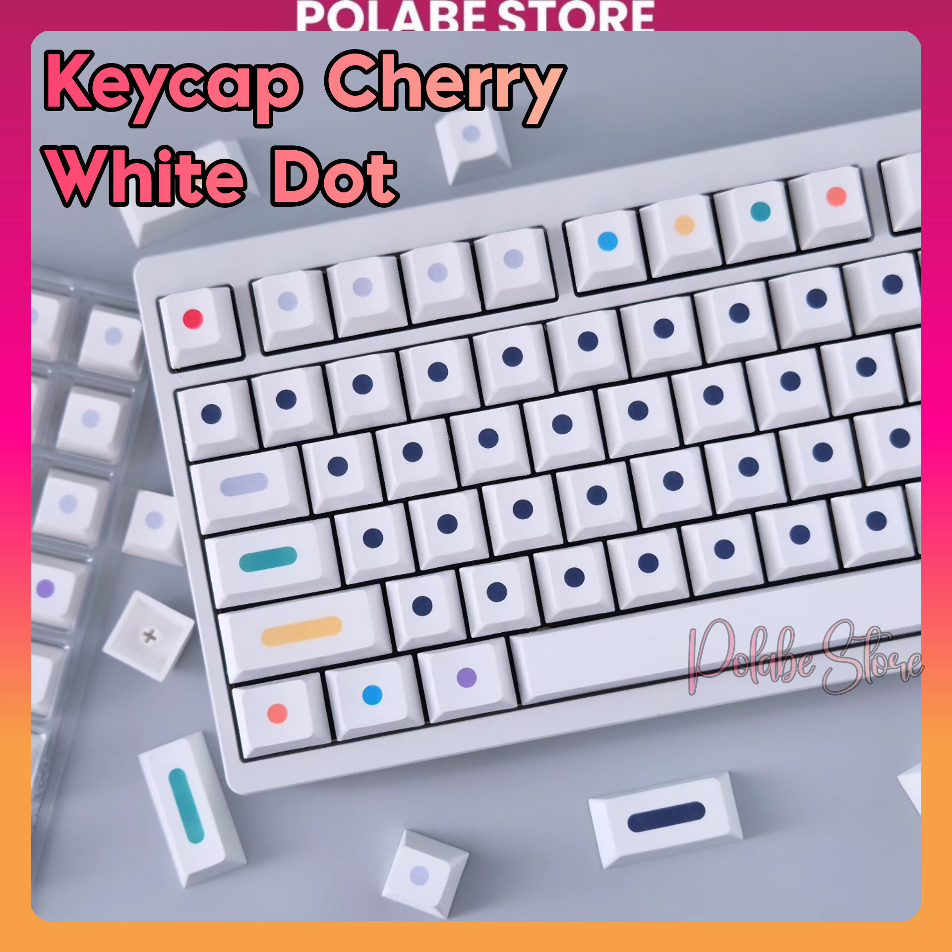 Nút bấm Keycap White Dot Cherry Profile bàn phím Polabe Store Keycap ...