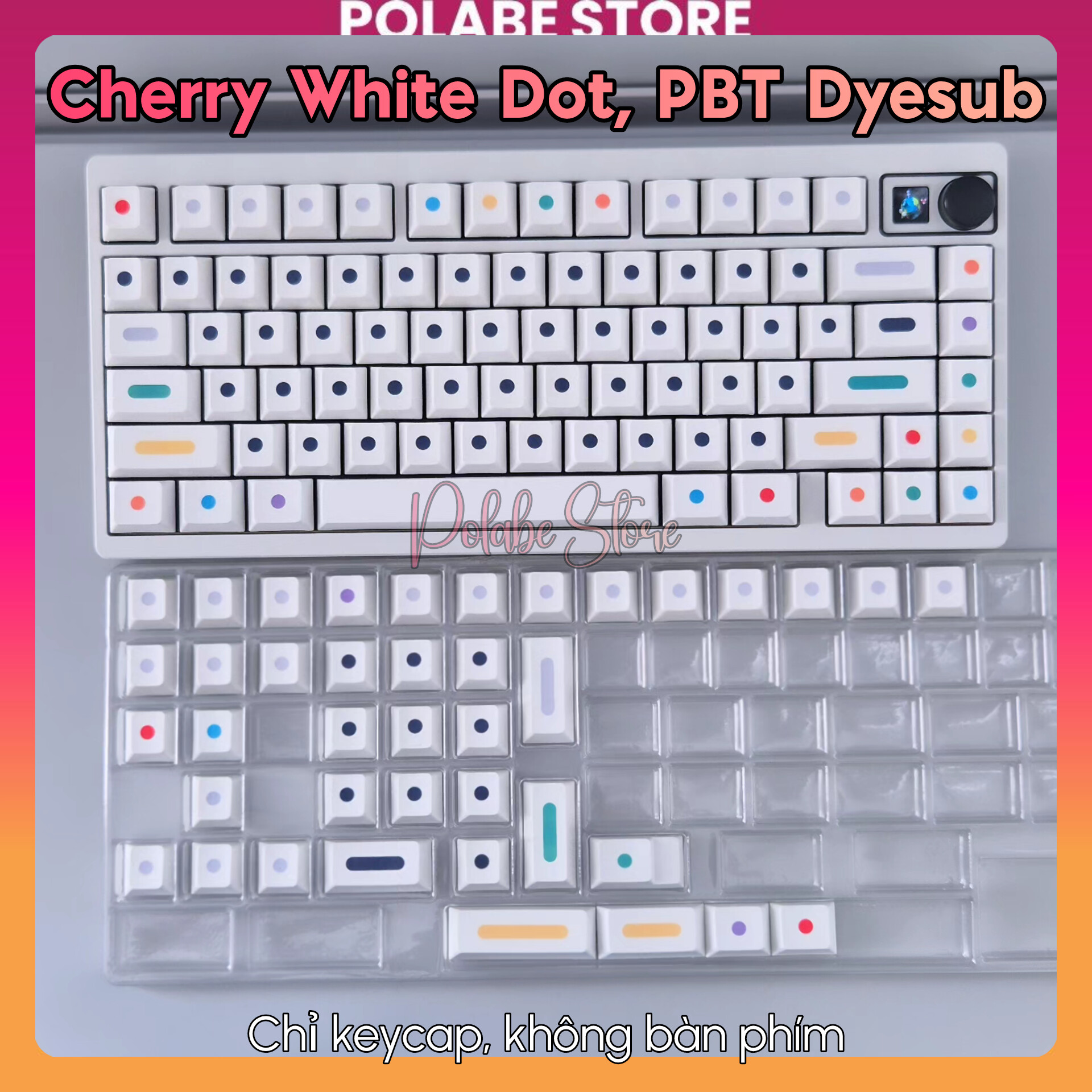 Nút bấm Keycap White Dot Cherry Profile bàn phím Polabe Store Keycap ...