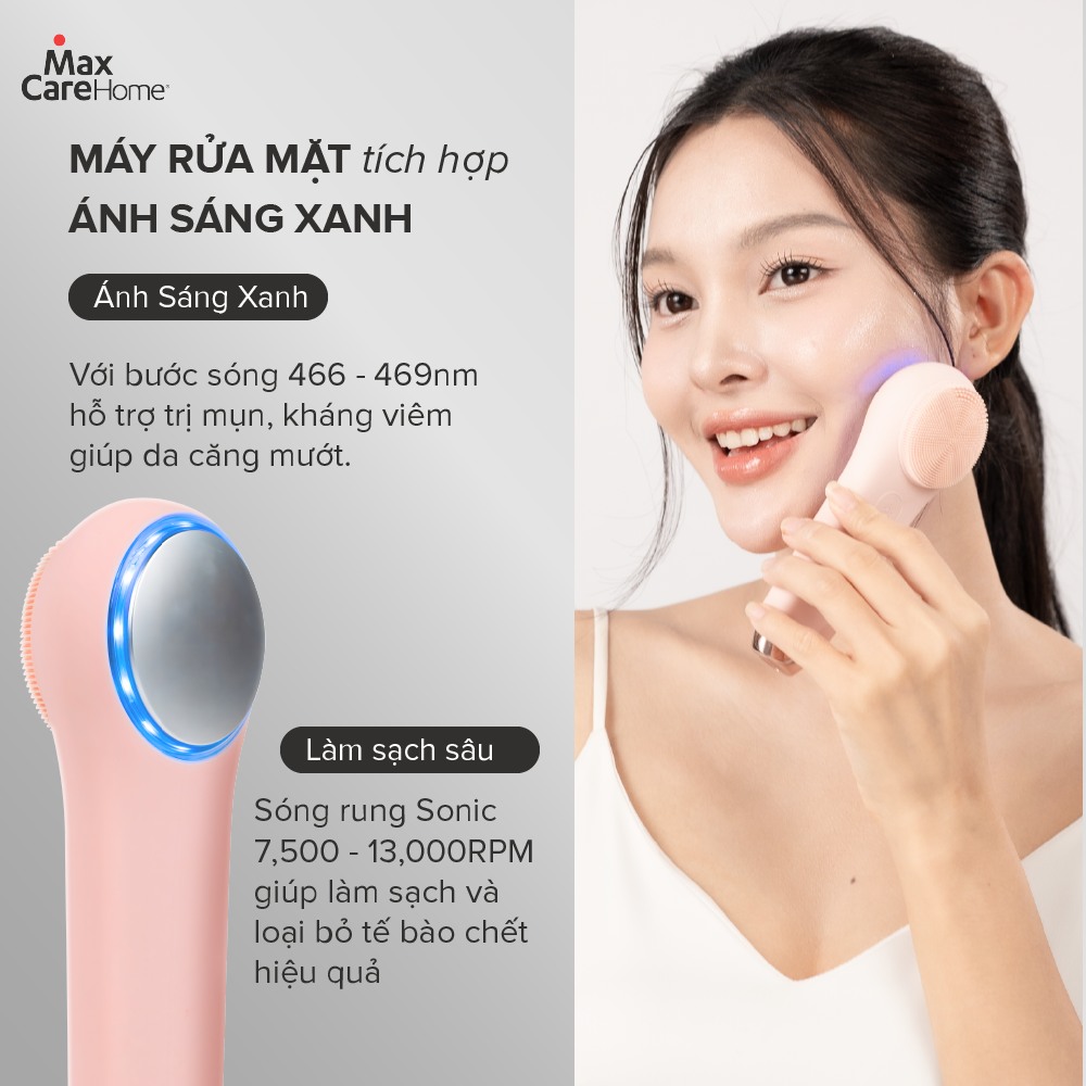 Mô tả Máy Rửa Mặt Tích Hợp ĐẨY TINH CHẤT Multi-Task Maxcare ULTRA V1 Công Nghệ Ánh Sáng Đỏ/Xanh & Máy Rửa Mặt App Max999Pro - 2