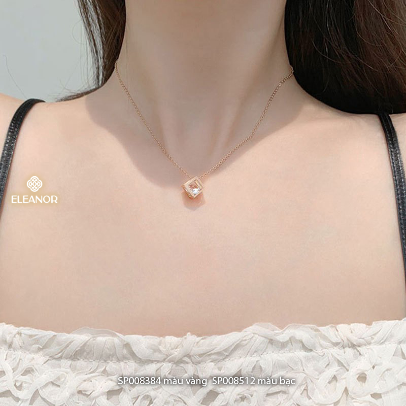 Mô tả Dây chuyền nữ titan Eleanor Accessories thiết kế hình vuông đính đá phụ kiện trang sức vòng cổ 8384 - 2