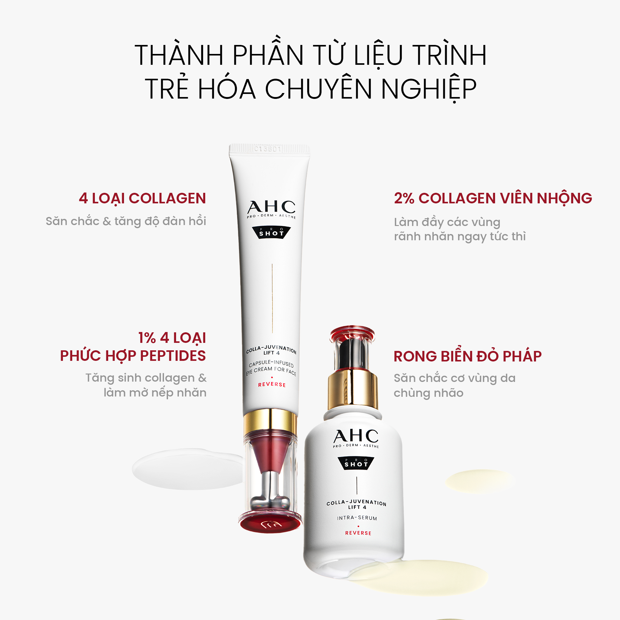 Mô tả Bộ đôi AHC Tinh chất Serum (40ML) và Kem mắt cho mặt (30ML) chống lão hóa săn chắc da PROSHOT COLLA-JUVENATION LIFT 4 - 2