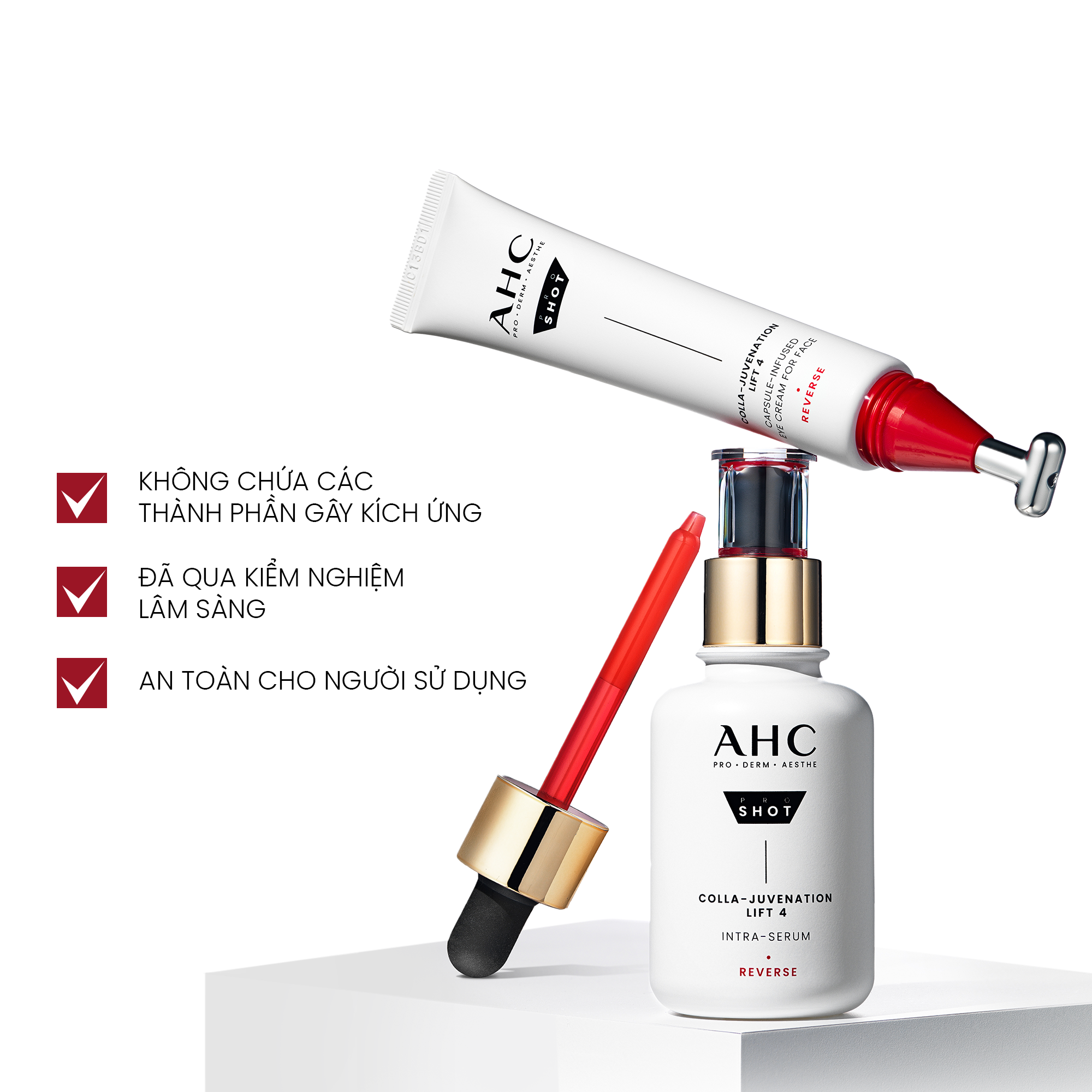 Mô tả Bộ đôi AHC Tinh chất Serum (40ML) và Kem mắt cho mặt (30ML) chống lão hóa săn chắc da PROSHOT COLLA-JUVENATION LIFT 4 - 7