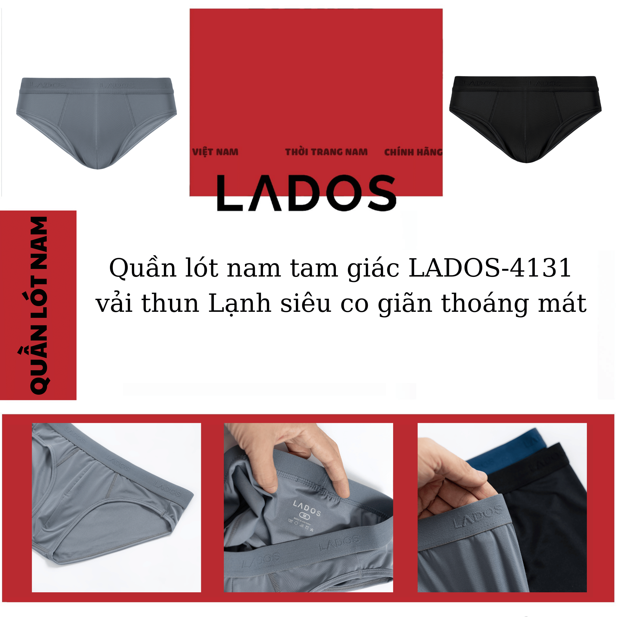 Mô tả Quần Lót Nam Thun Lạnh Lados 4115 - Thun lụa co giãn 4 chiều, siêu mềm mịn, siêu thoải mái - 2
