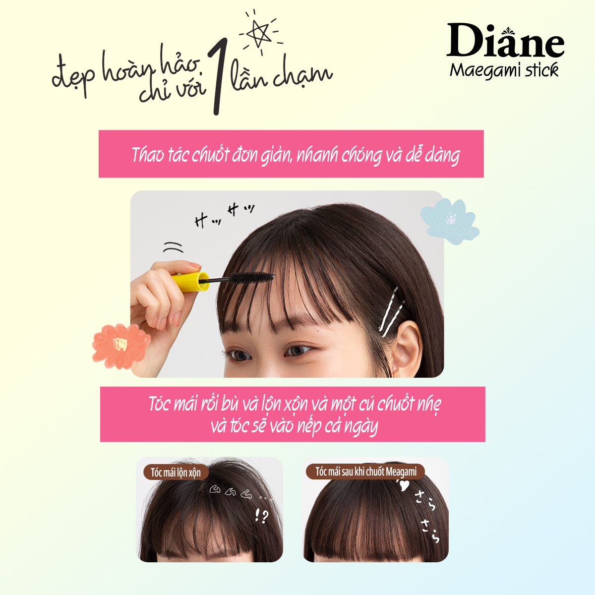 Mô tả Mascara chuốt tóc giữ nếp mềm mượt tự nhiên tạo kiểu tóc Diane Maegami Stick Natural 10ml - 5