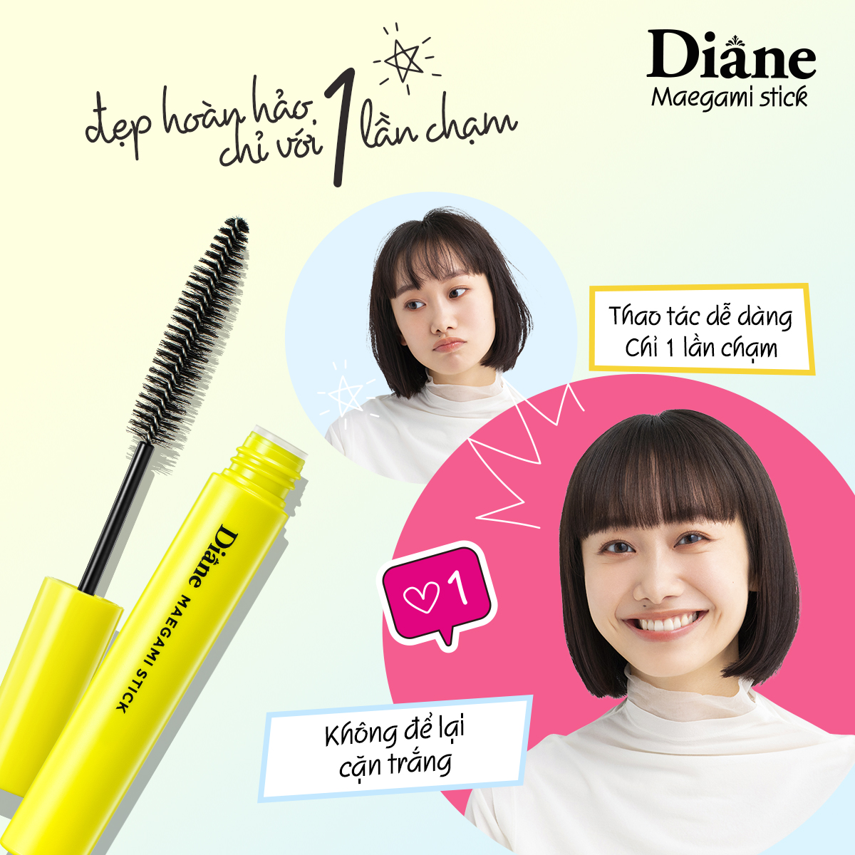 Mô tả Mascara chuốt tóc giữ nếp mềm mượt tự nhiên tạo kiểu tóc Diane Maegami Stick Natural 10ml - 6