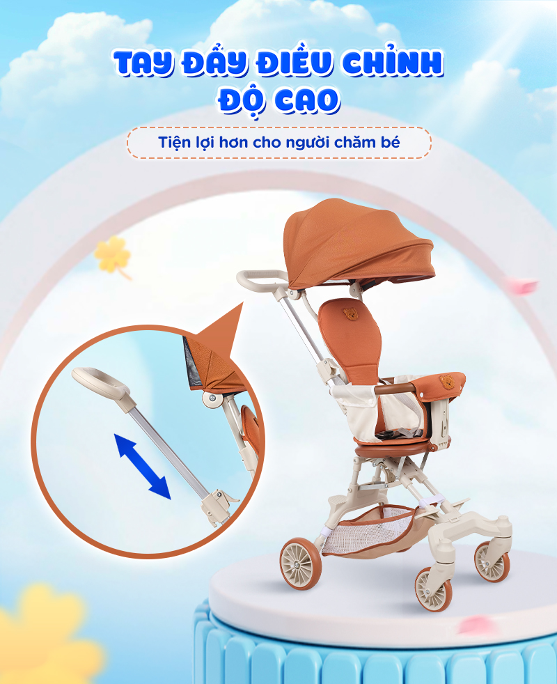 Mô tả Xe đẩy gấp gọn Chilux M22 - Ghế ngồi xoay 2 chiều, mái che tuỳ chỉnh linh hoạt - 8