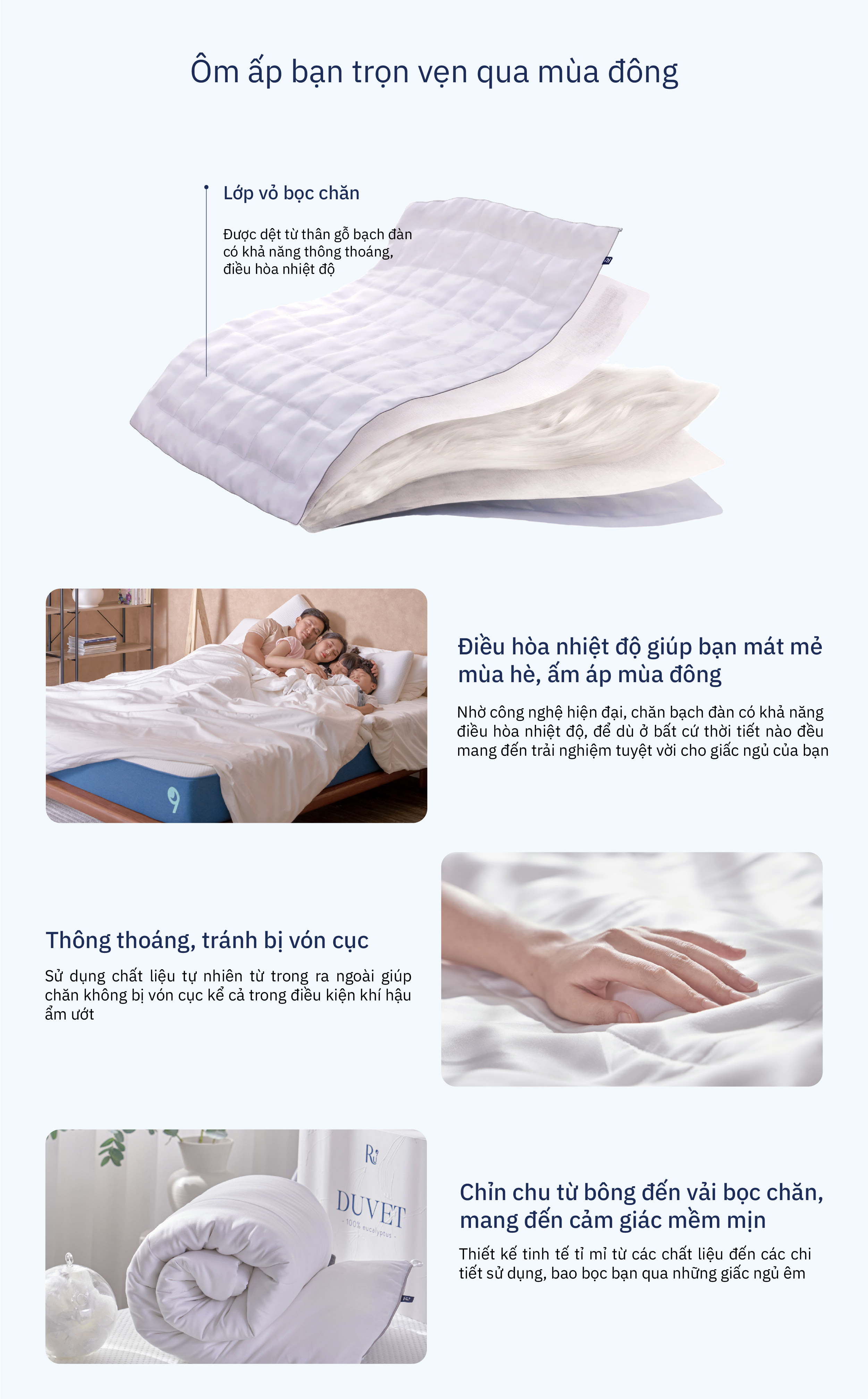 Mô tả Chăn Mền Bạch Đàn Ru9 100% Từ Thiên Nhiên, An Toàn, Thoáng Mát - Eucalytus Duvet - 3 Kích Thước - 2