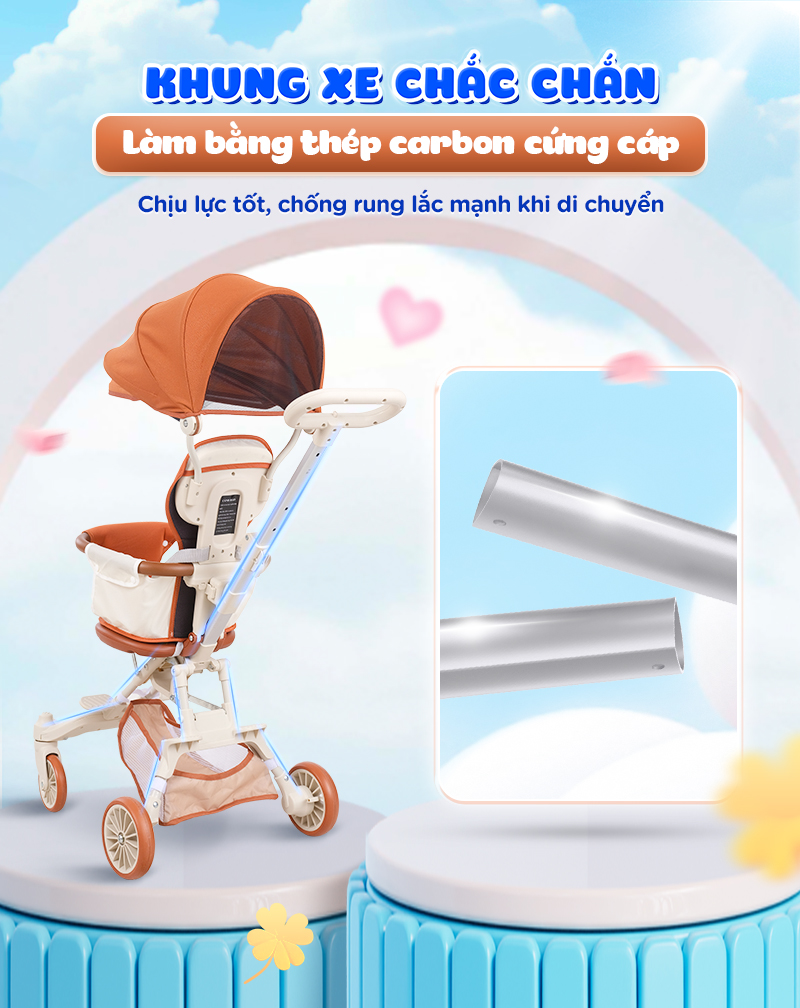Mô tả Xe đẩy gấp gọn Chilux M22 - Ghế ngồi xoay 2 chiều, mái che tuỳ chỉnh linh hoạt - 11