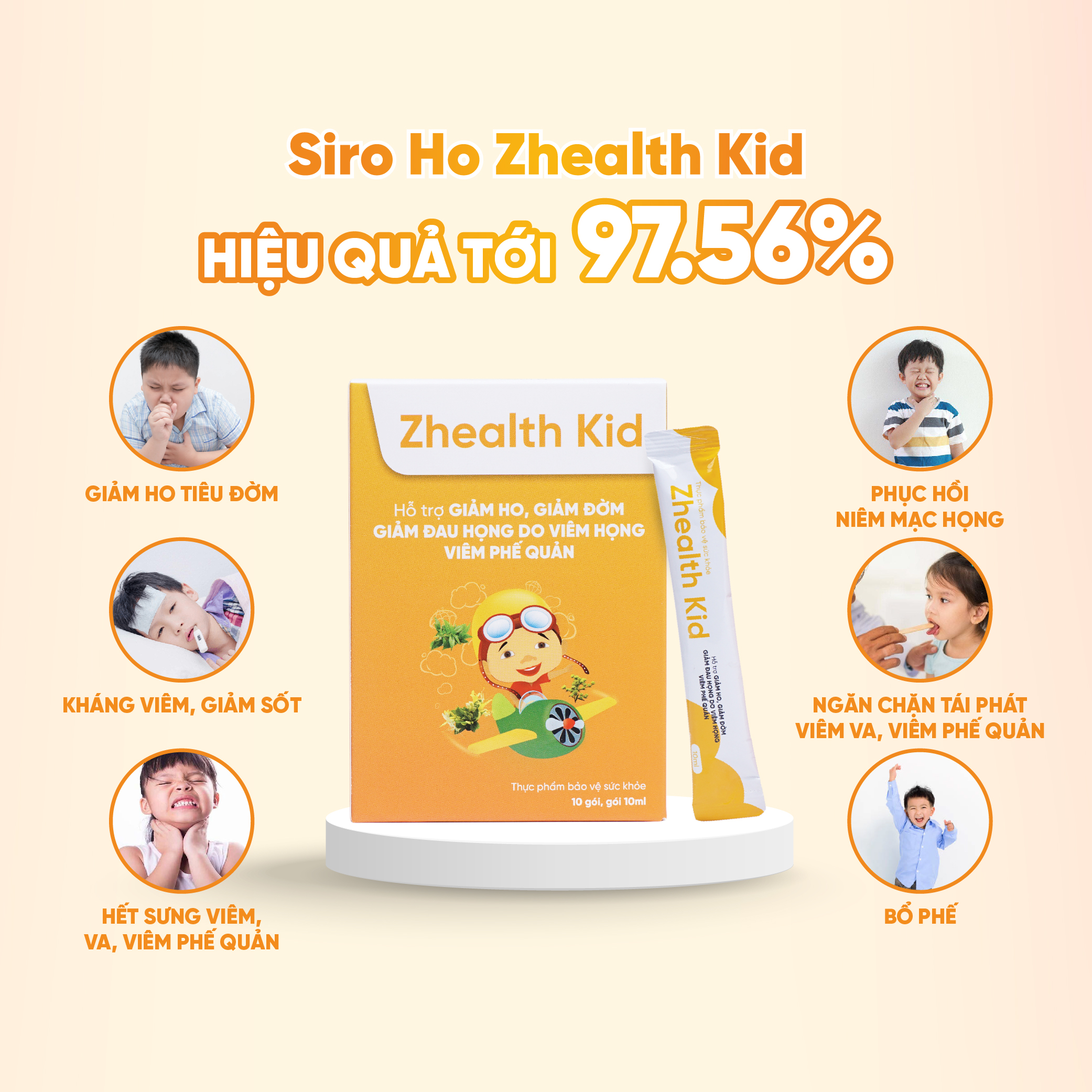 Mô tả Siro ho cho bé Zhealth Kid tăng đề kháng, giảm ho cảm, tiêu đờm, bổ phế, Growgreen AZ(10 gói x 10ml) - 3